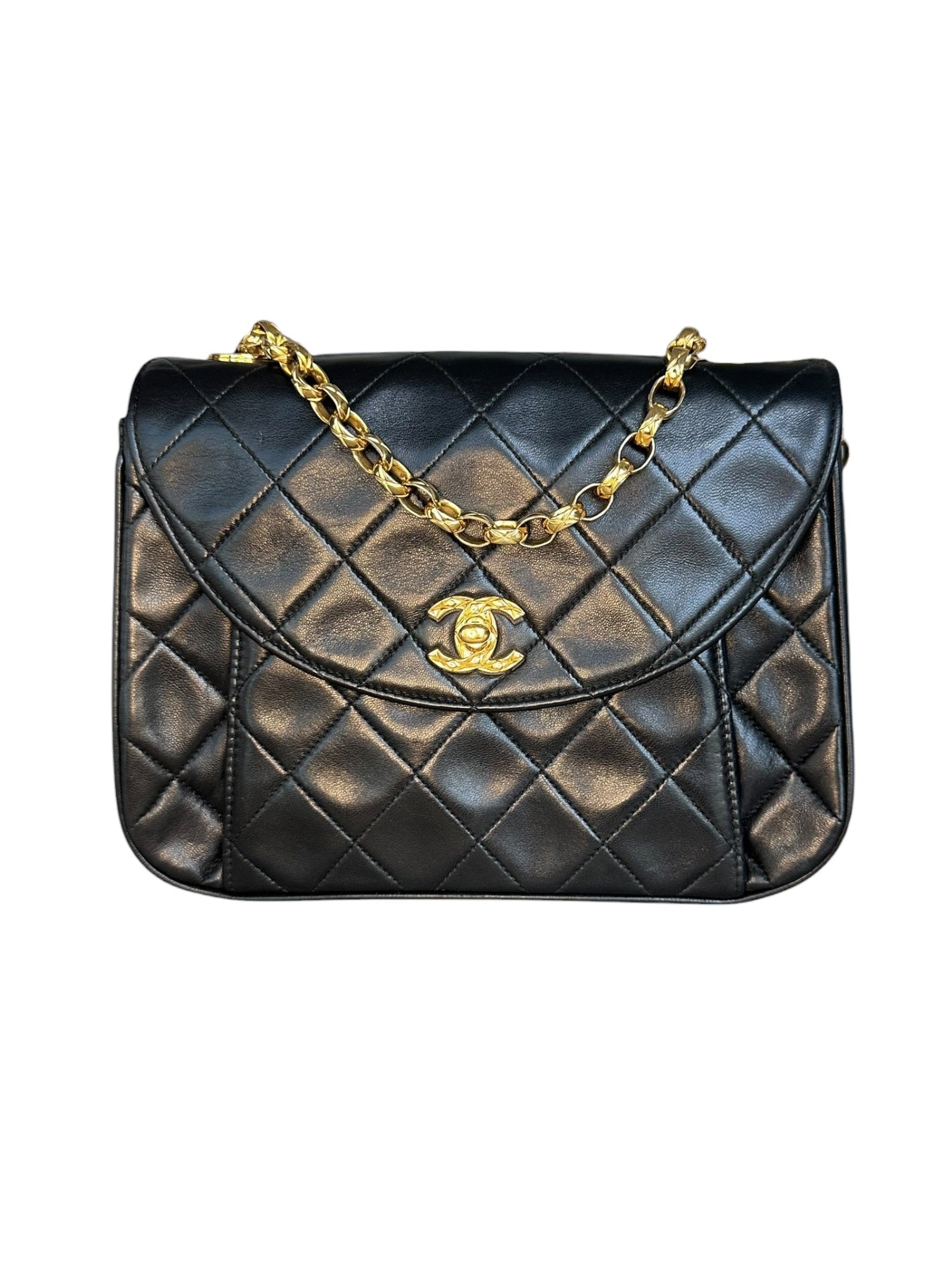 Chanel 1991-1994 Vintage Bijou Chain Pleated Matelasse Bag - Black