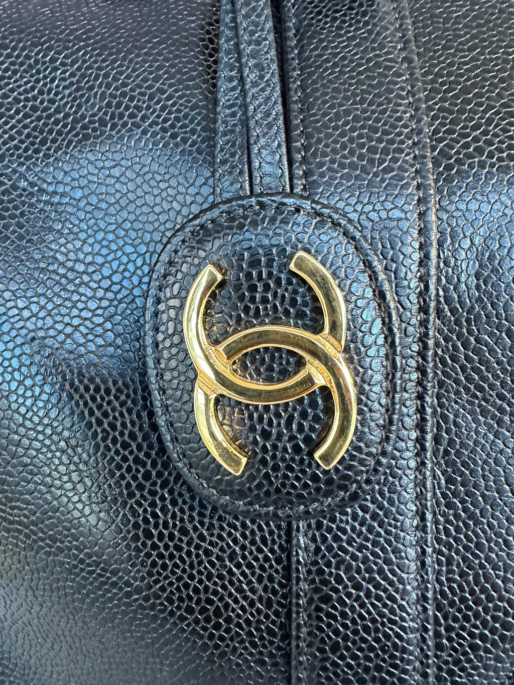 Chanel 1991-1994 Vintage Coco Mark Mini Boston Bag Caviar Skin - Black, GHW