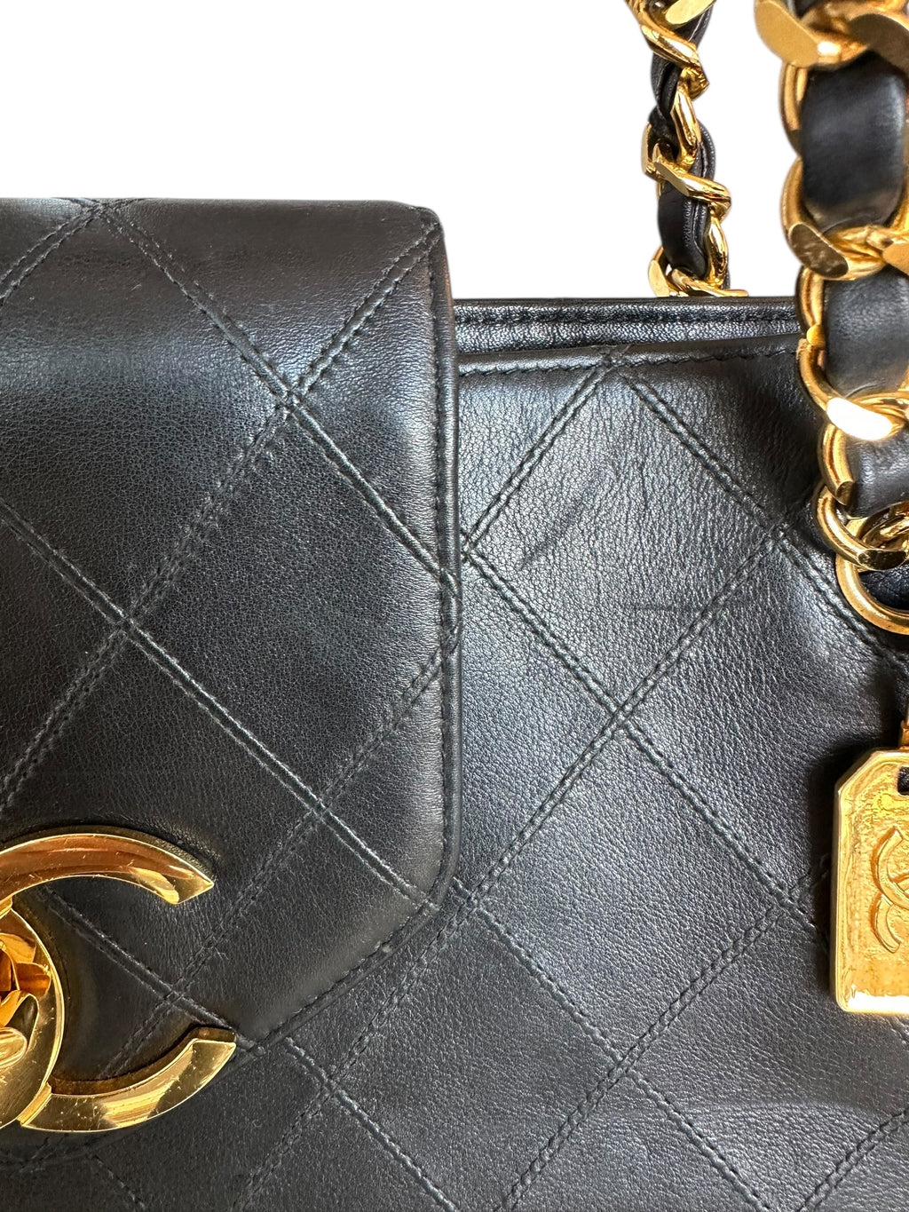 Chanel 1996-1997 Vintage Quilted Supermodel XL Tote - Black, GHW