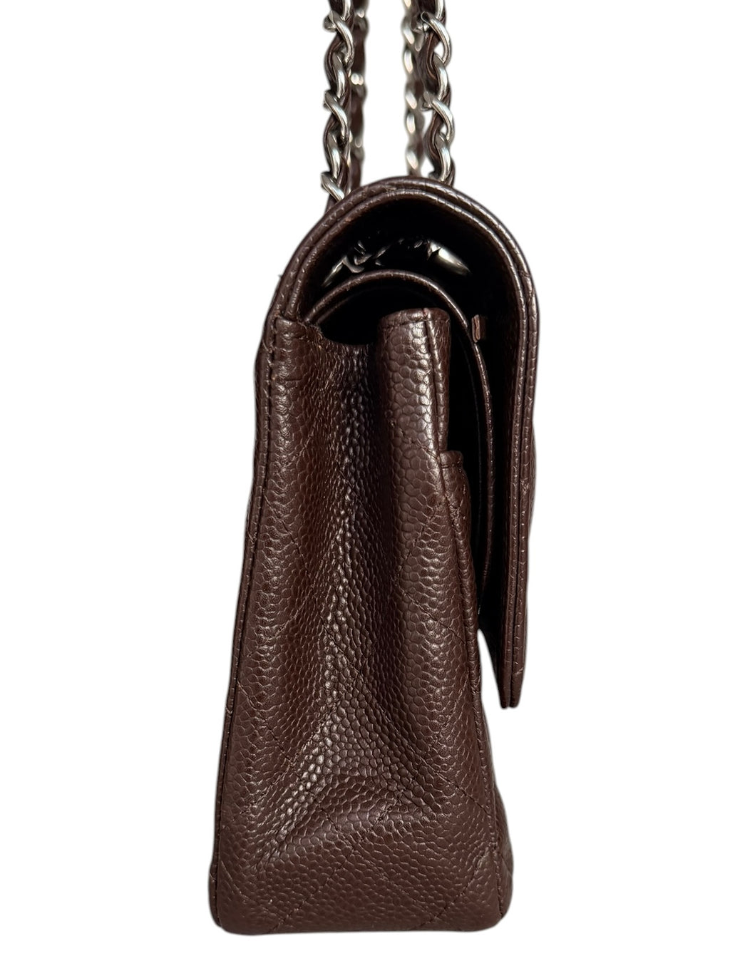 Chanel Vintage Caviar Leather Medium Double Flap in Chocolate Brown with SHW