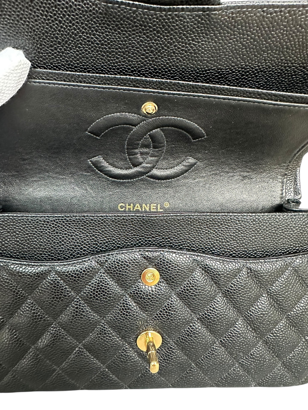 Chanel Vintage Caviar Leather Medium Double Flap with Black Interior - Black, GHW