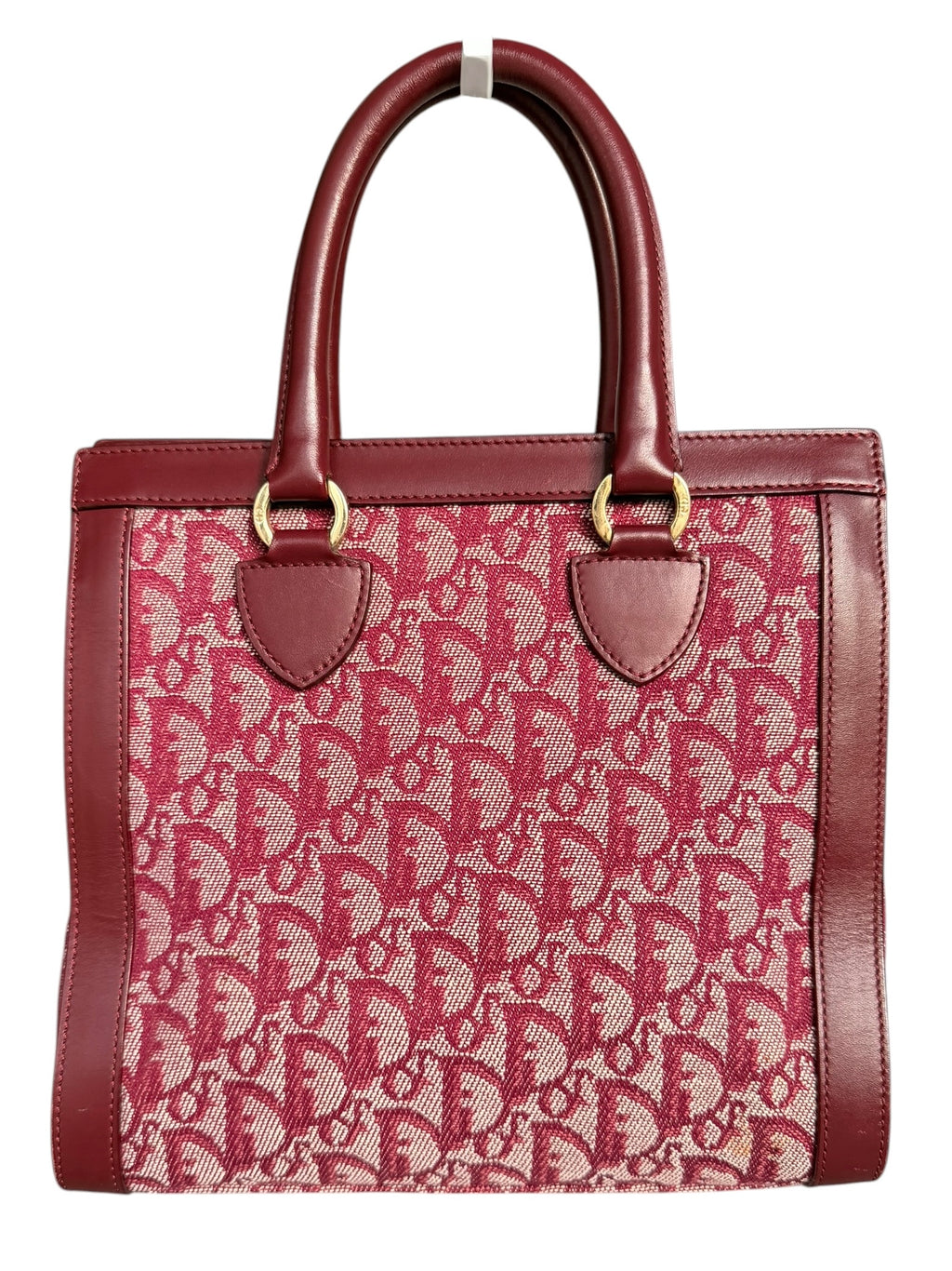 Christian Dior 2002 Trotter Canvas and Leather Pocket Tote in Burgundy