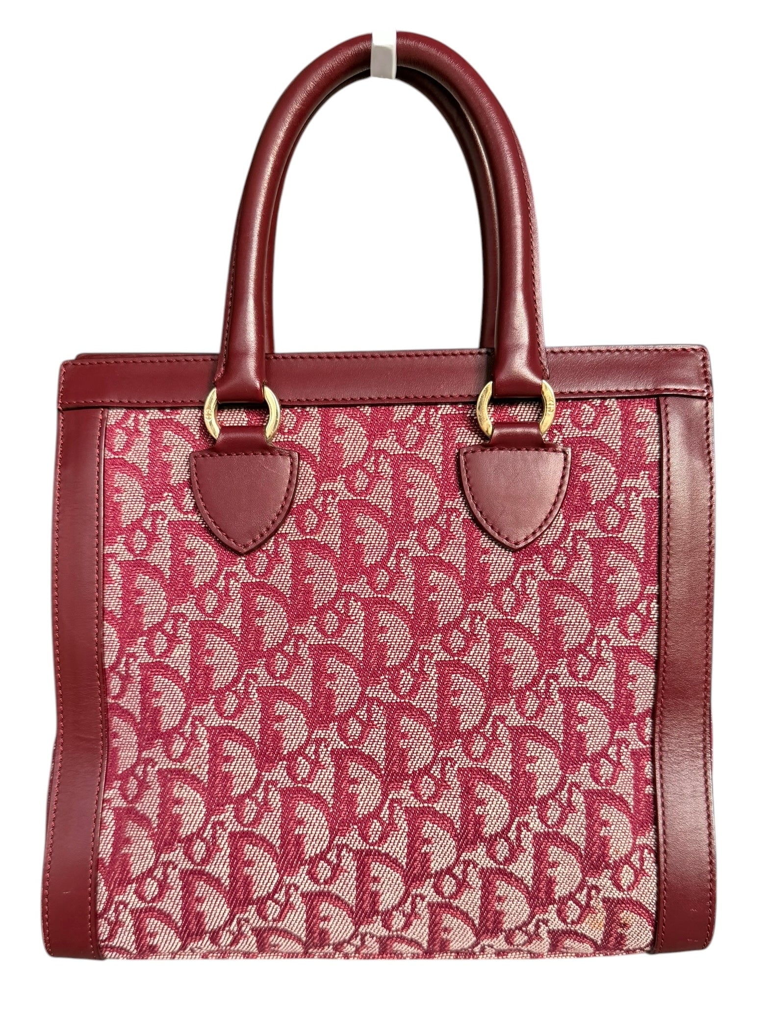 Christian Dior 2002 Trotter Canvas and Leather Pocket Tote in Burgundy