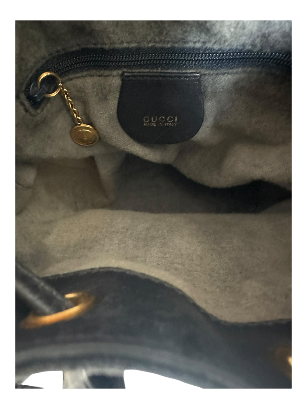 Gucci Vintage Suede Horsebit Bucket Bag - Navy