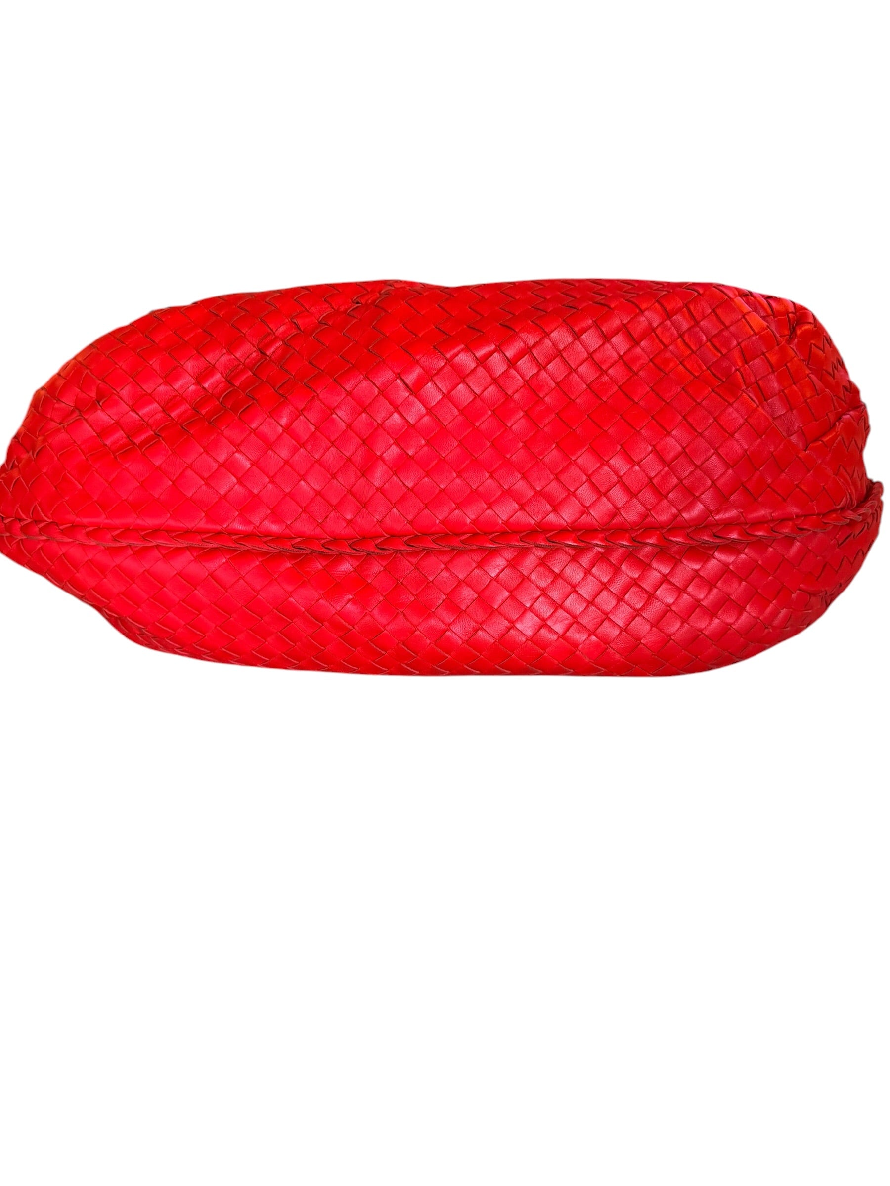 Bottega Veneta Intrecciato Nappa Maxi Belly Hobo Bag in Flame Red
