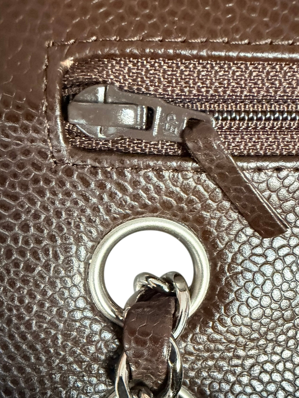 Chanel Vintage Caviar Leather Medium Double Flap in Chocolate Brown with SHW