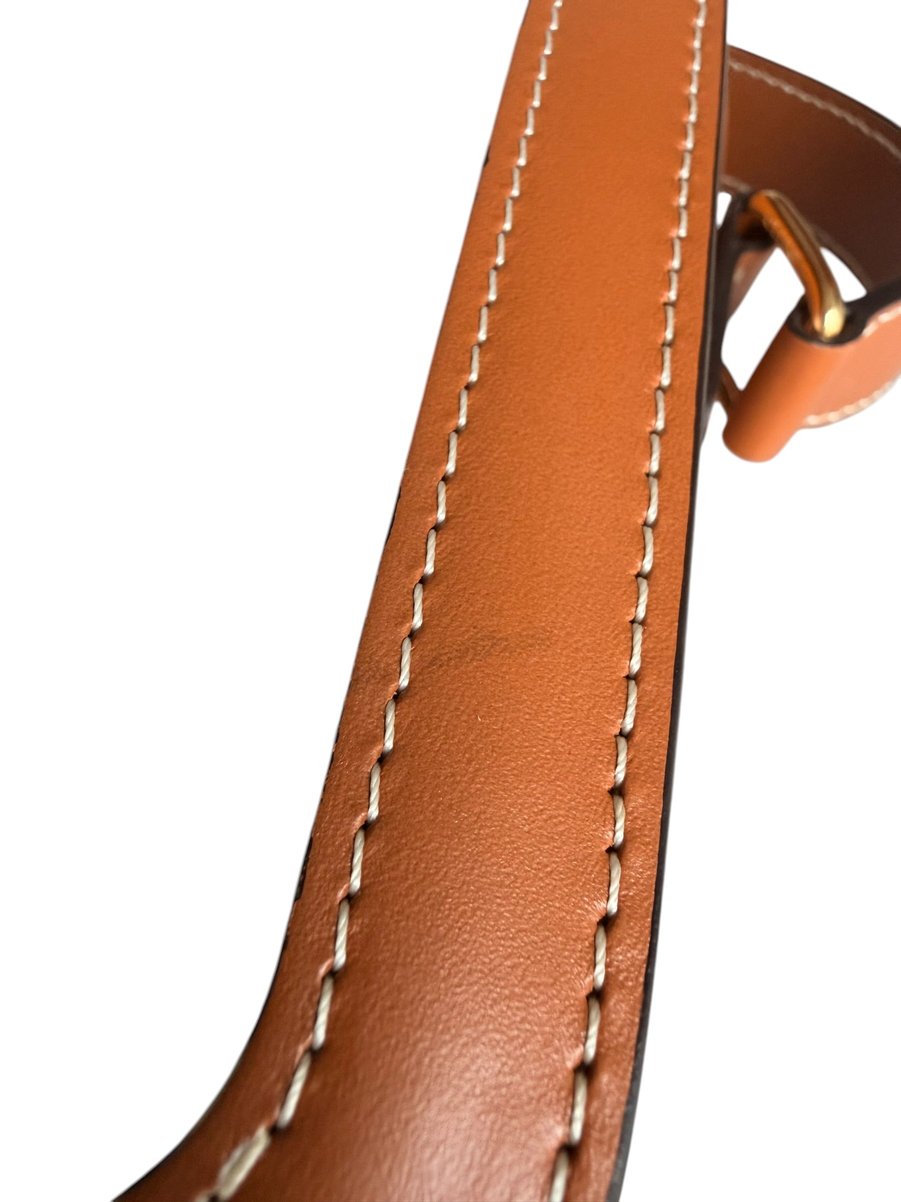 Celine Classique Triomphe Shoulder Bag in Fabric & Leather - Navy & White Striped, Brown