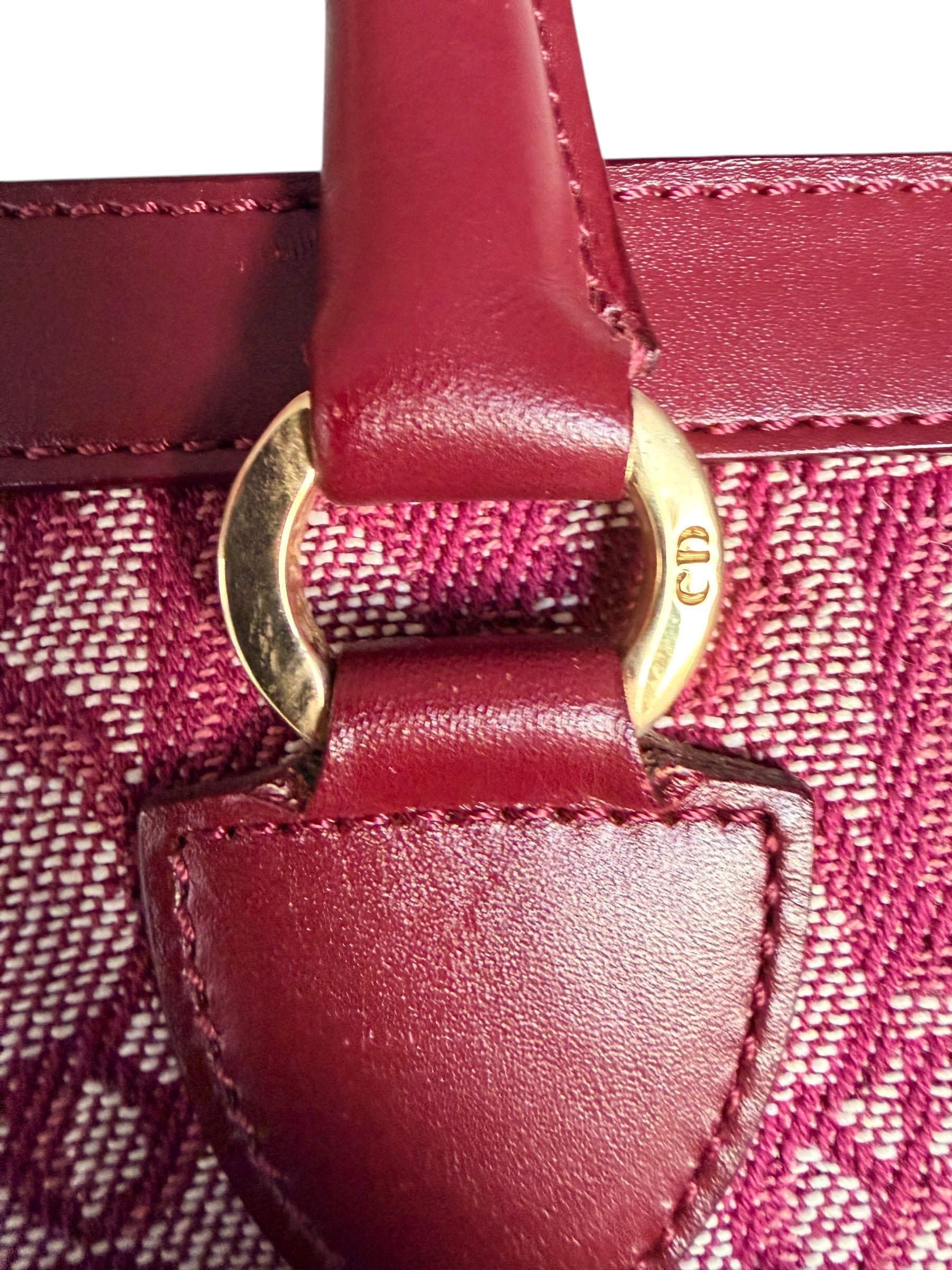 Christian Dior 2002 Trotter Canvas and Leather Pocket Tote in Burgundy