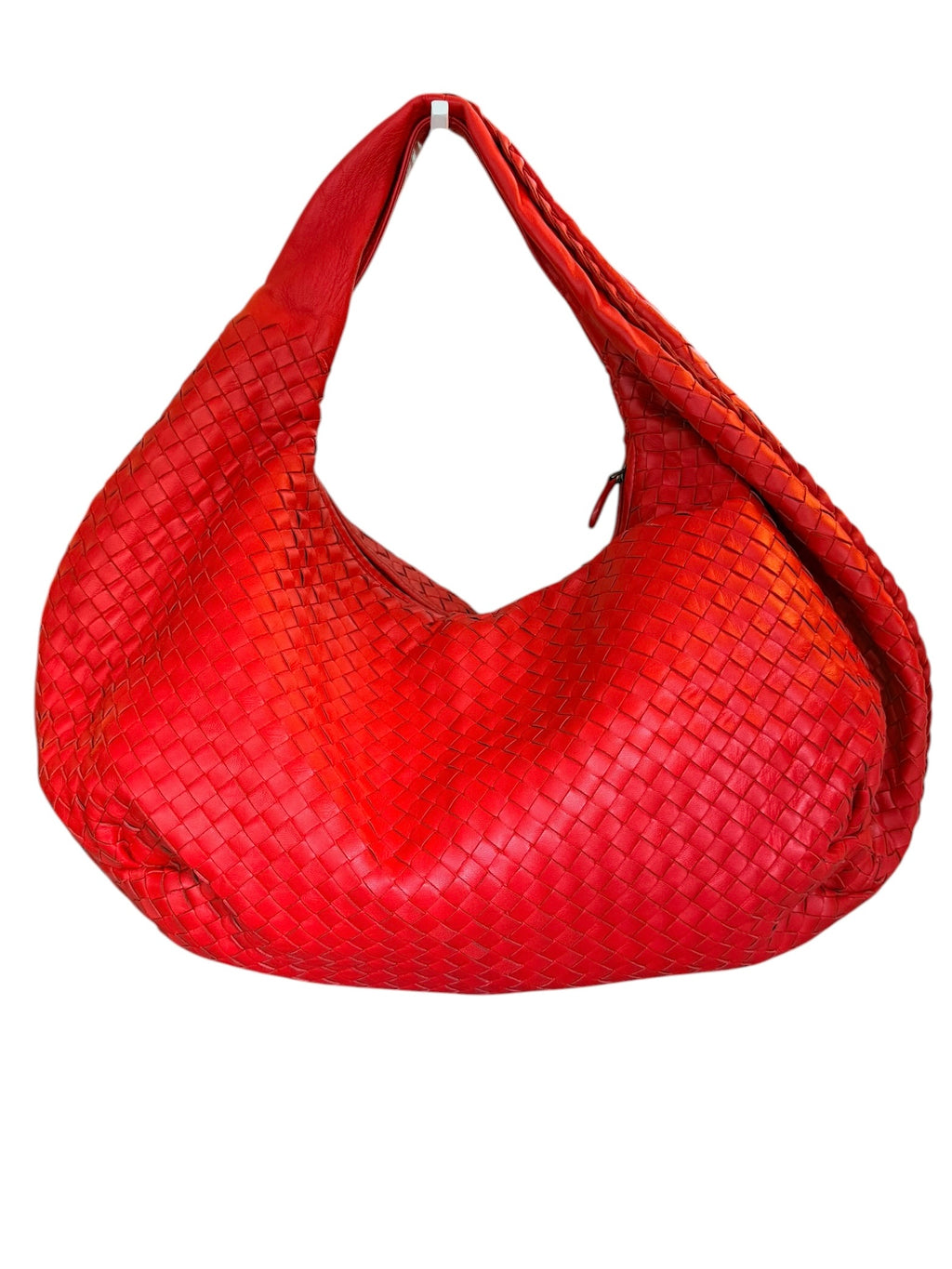 Bottega Veneta Intrecciato Nappa Maxi Belly Hobo Bag in Flame Red