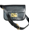 Celine Vintage 1970s Carriage Clasp Box Leather Shoulder Bag - Black, GHW