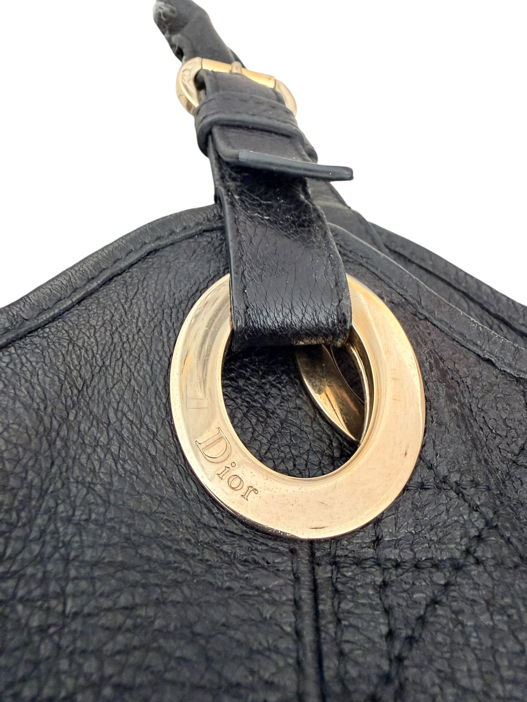 Dior Cannage Bee Hobo in Black Deerskin with Gold Hardware