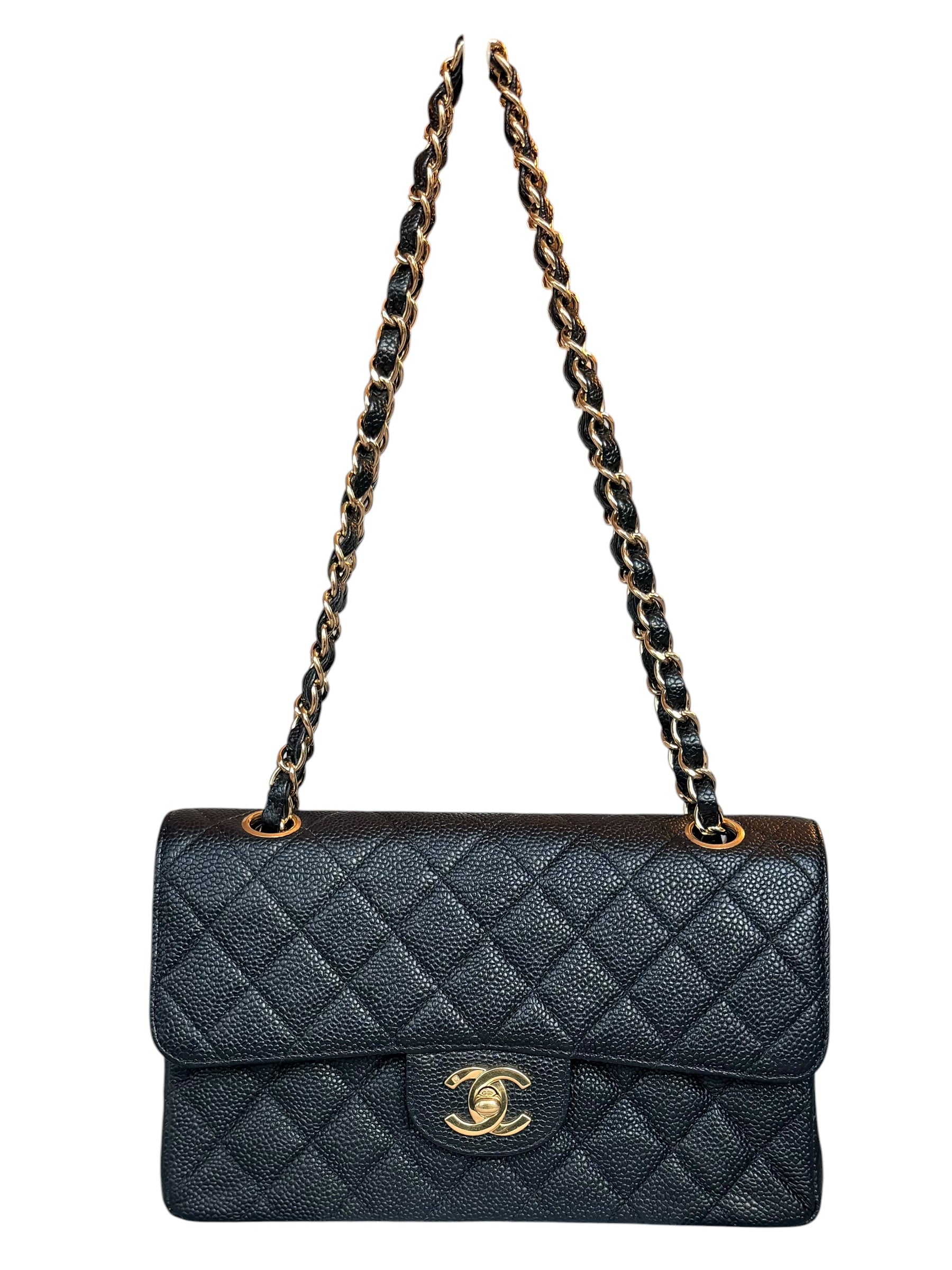 Chanel Small Double Flap in Black Caviar Leather GHW
