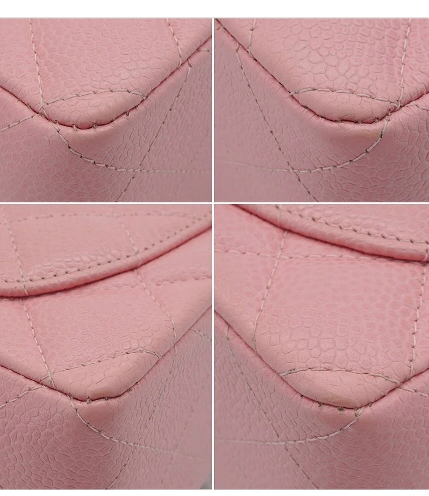 Chanel Vintage 2003 Mini Square 17 in Sakura Pink Caviar Leather 24k GHW