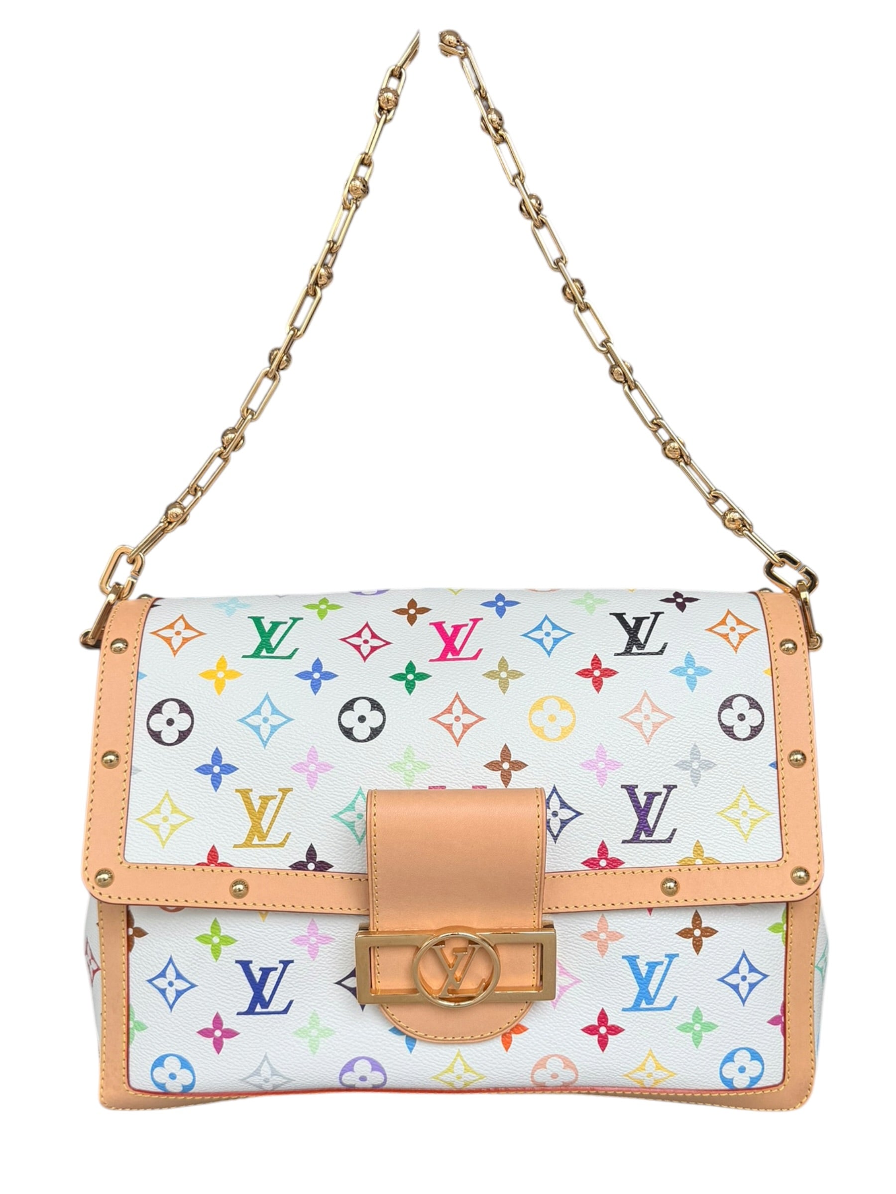 Louis Vuitton x Takashi Murakami Dauphine Soft GM in White Multicolor Monogram