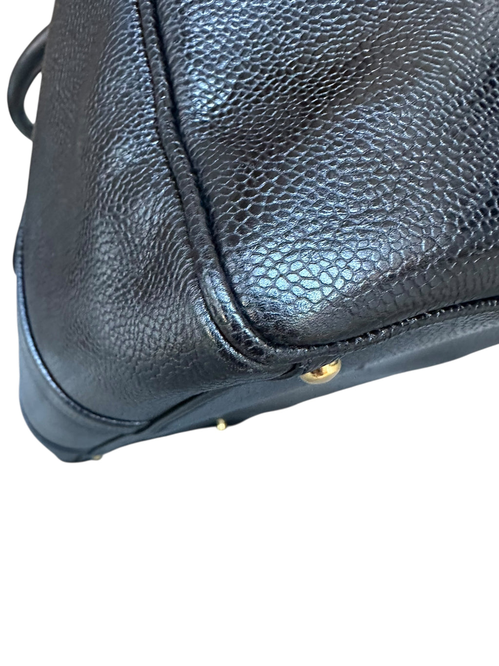 Chanel 1991-1994 Vintage Coco Mark Mini Boston Bag Caviar Skin - Black, GHW