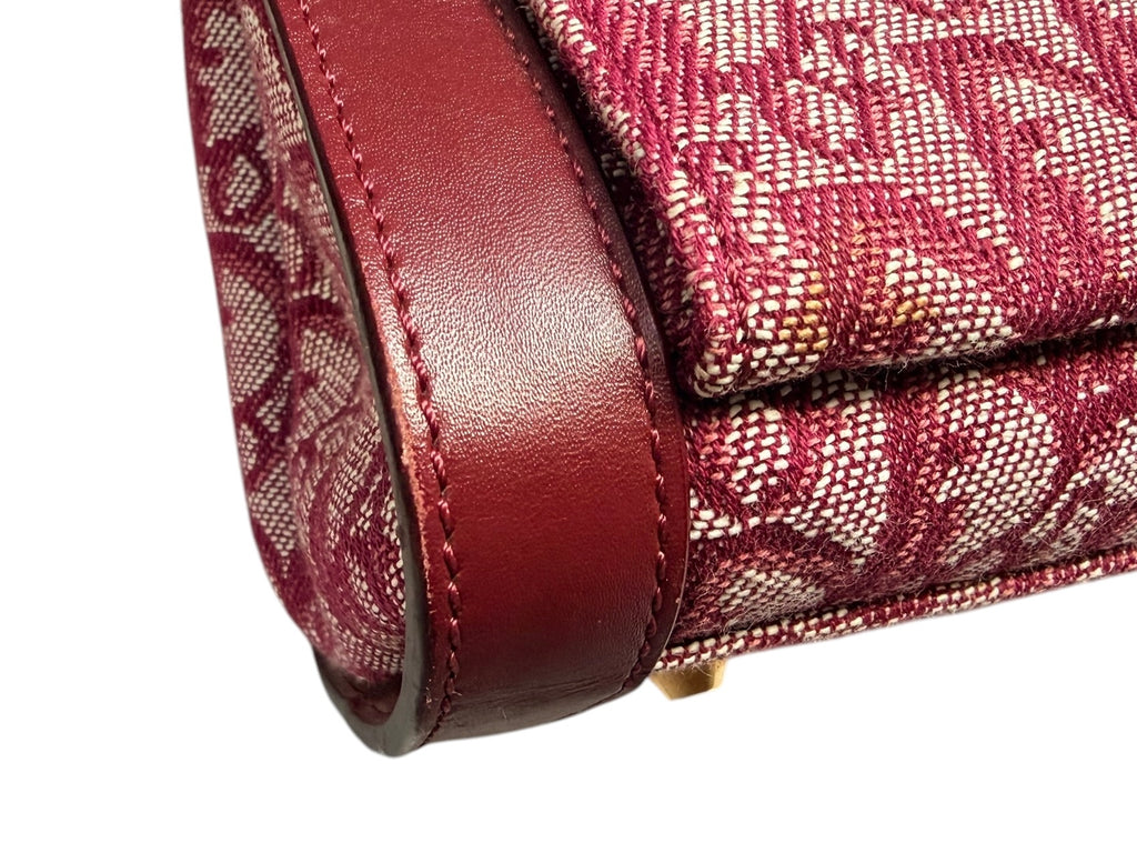Christian Dior 2002 Trotter Canvas and Leather Pocket Tote in Burgundy