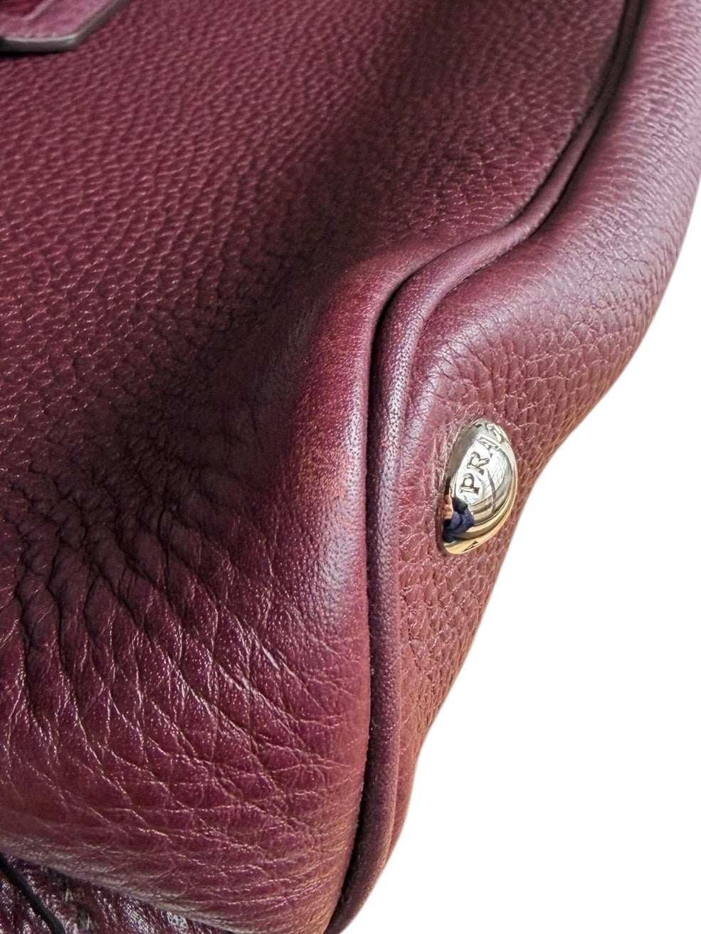 Prada Cuir Double Tote Bag Vitella Daino Leather - Bordeaux