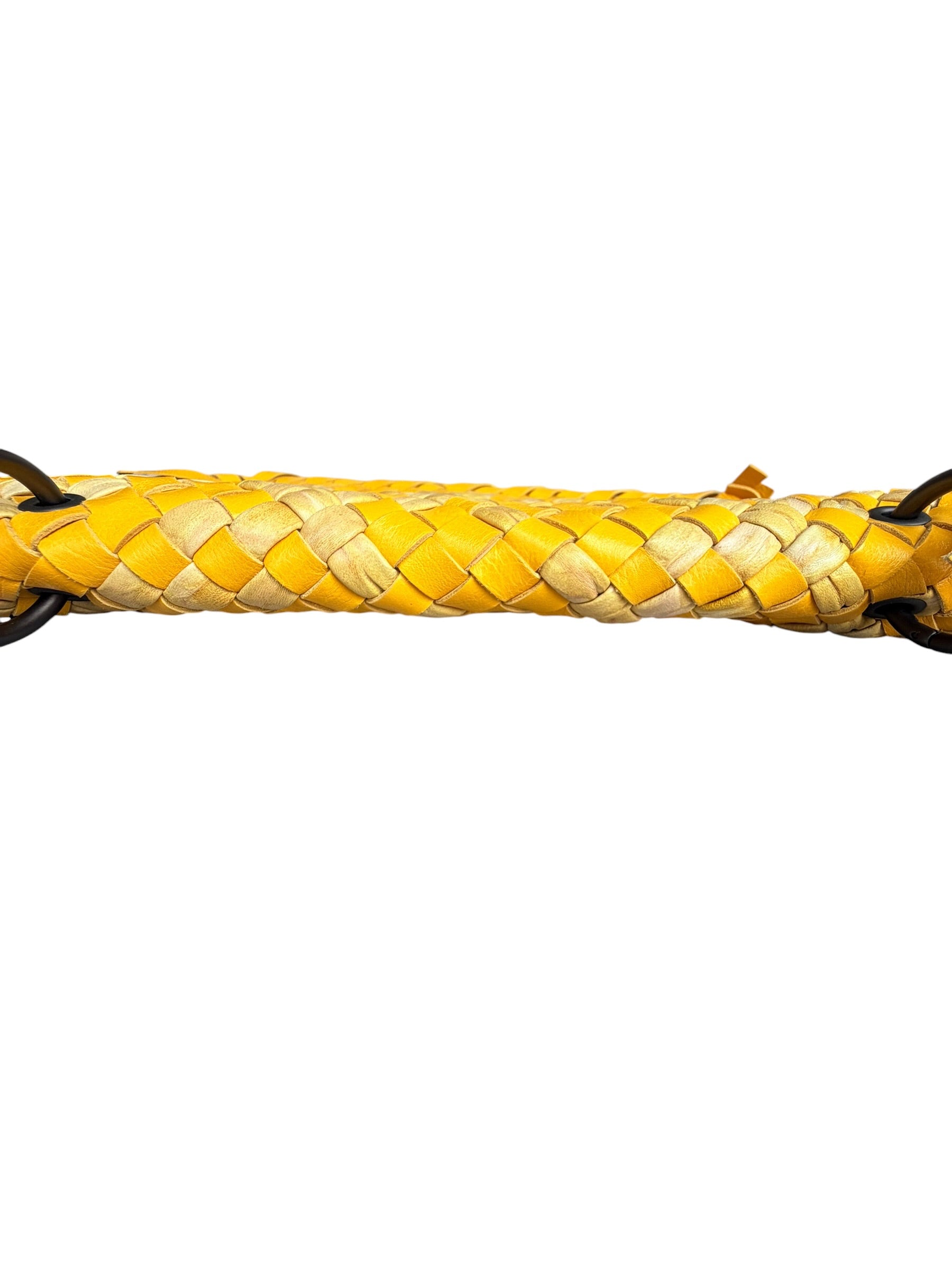 Bottega Veneta Raffia‑Effect Fringe Intrecciato Shoulder Bag in Yellow