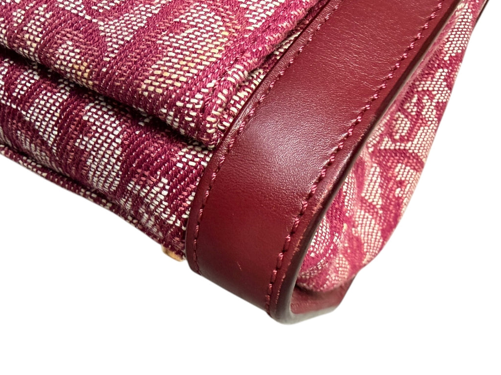 Christian Dior 2002 Trotter Canvas and Leather Pocket Tote in Burgundy
