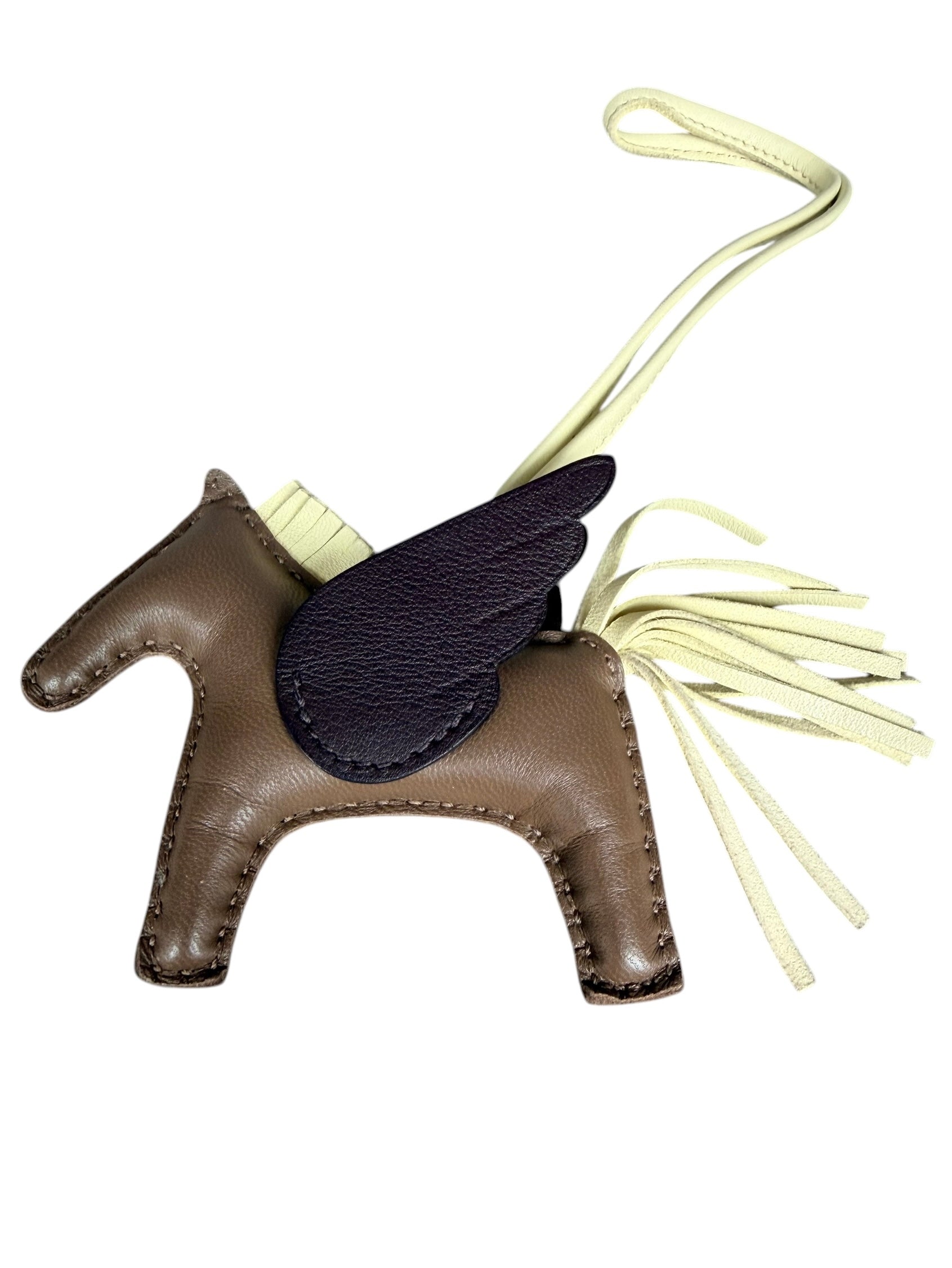 Hermès Rodeo Pegasus PM Charm in Agneau & Veau Swift – Etoupe / Jaune / Rouge Milton