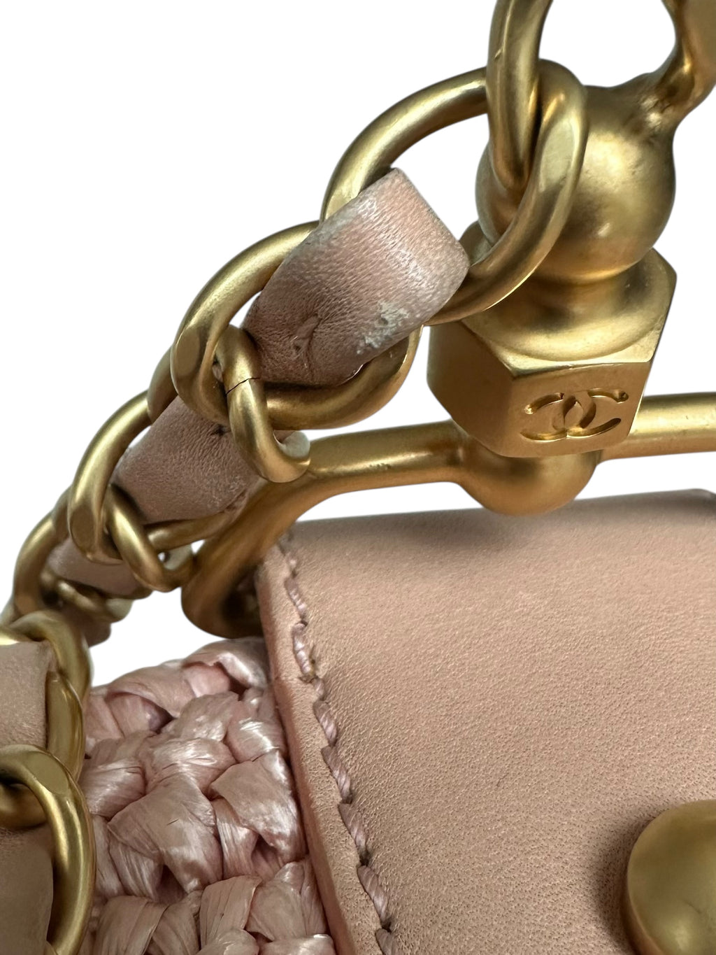 Chanel Vintage 2005-2006 Raffia Half Moon Crossbody - Pink, GHW