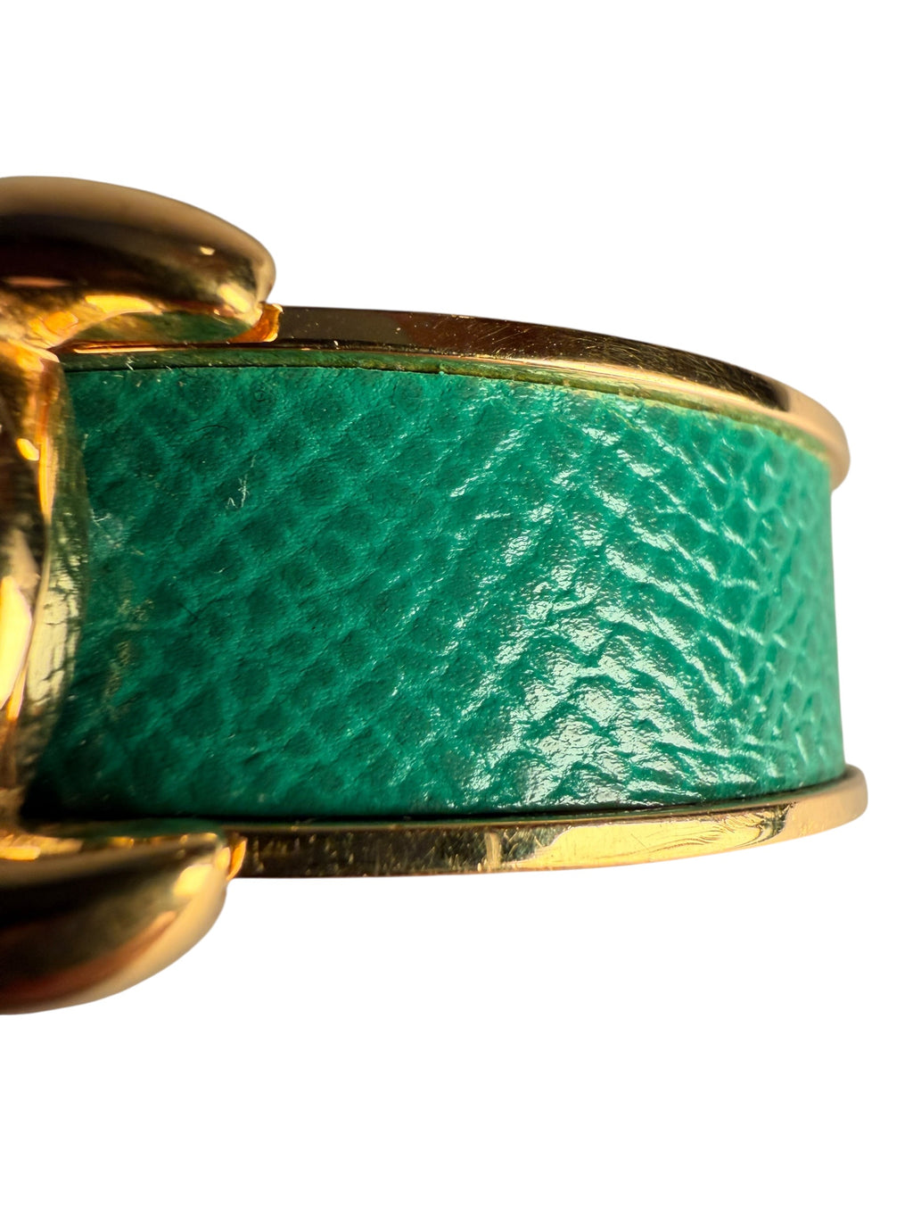 Hermès Vintage d’Ancre Leather Cuff - Gold Metal, Green