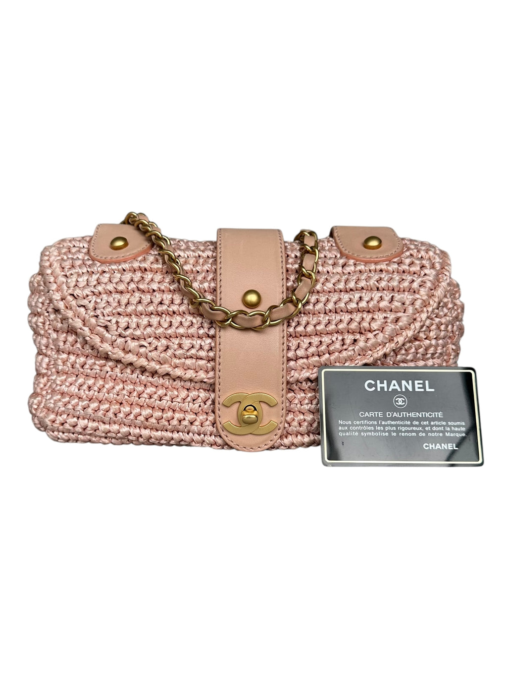 Chanel Vintage 2005-2006 Raffia Half Moon Crossbody - Pink, GHW
