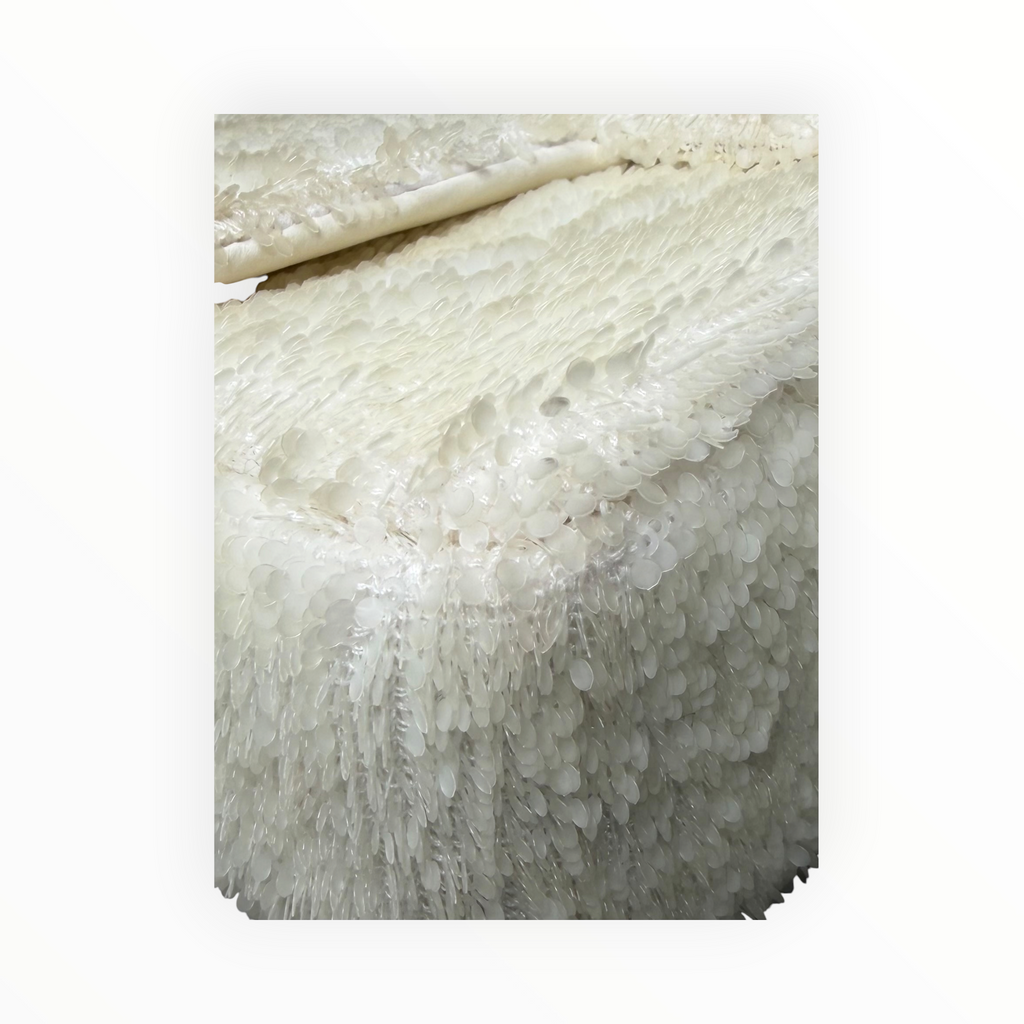 Chanel Sequin Single Flap in Ivory White with Champagne GHW