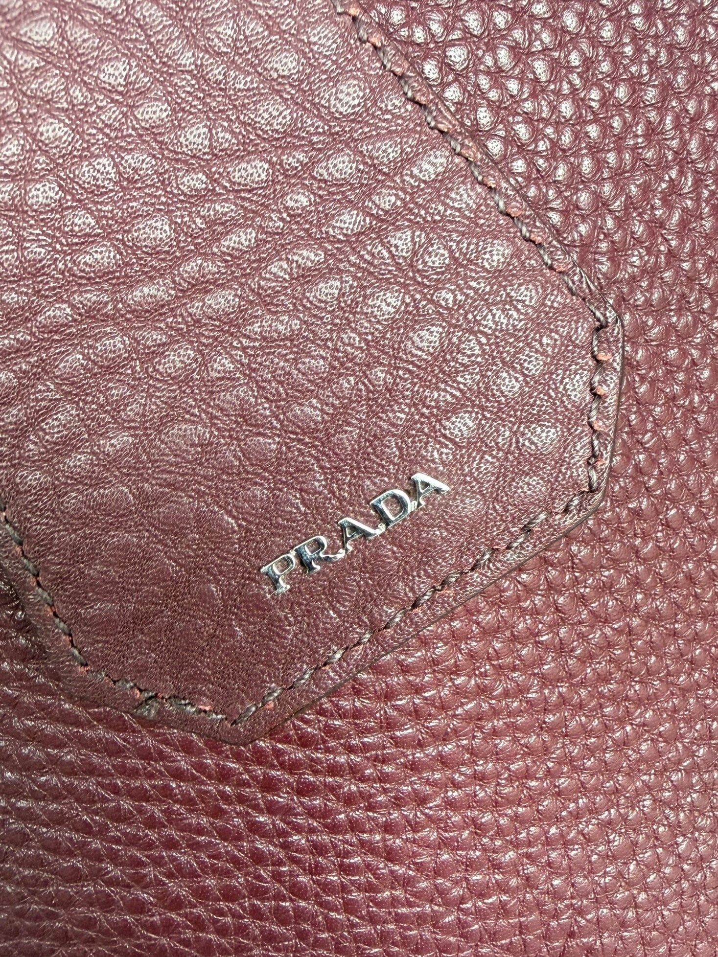 Prada Cuir Double Tote Bag Vitella Daino Leather - Bordeaux
