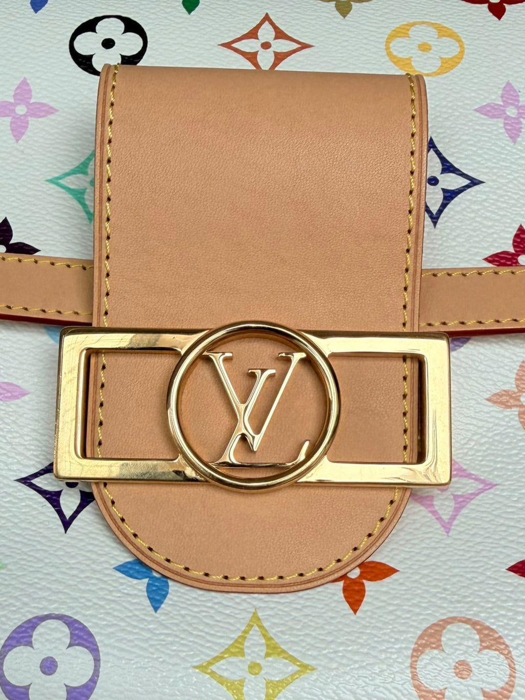 Louis Vuitton x Takashi Murakami Dauphine Soft GM in White Multicolor Monogram