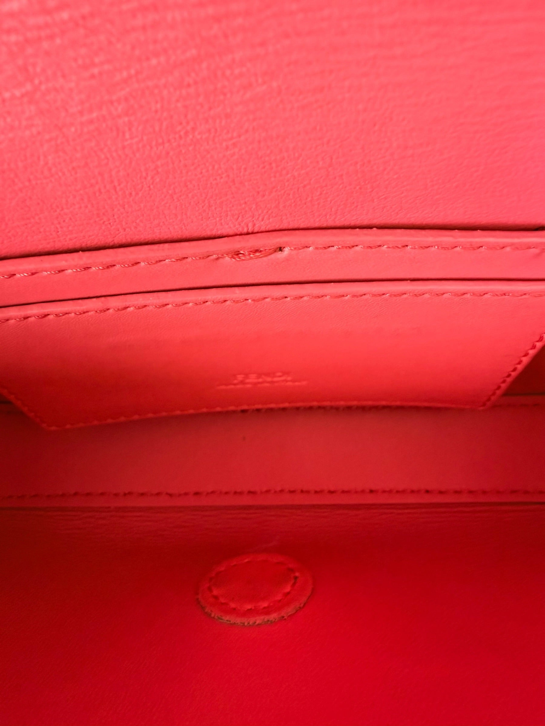 Fendi Mini Baguette Leather Phone Pouch in Pink Enamel