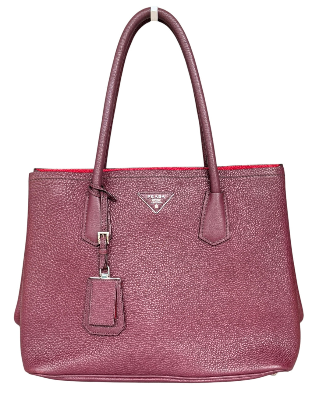 Prada Cuir Double Tote Bag Vitella Daino Leather - Bordeaux