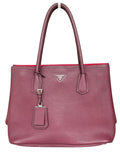 Prada Cuir Double Tote Bag Vitella Daino Leather - Bordeaux
