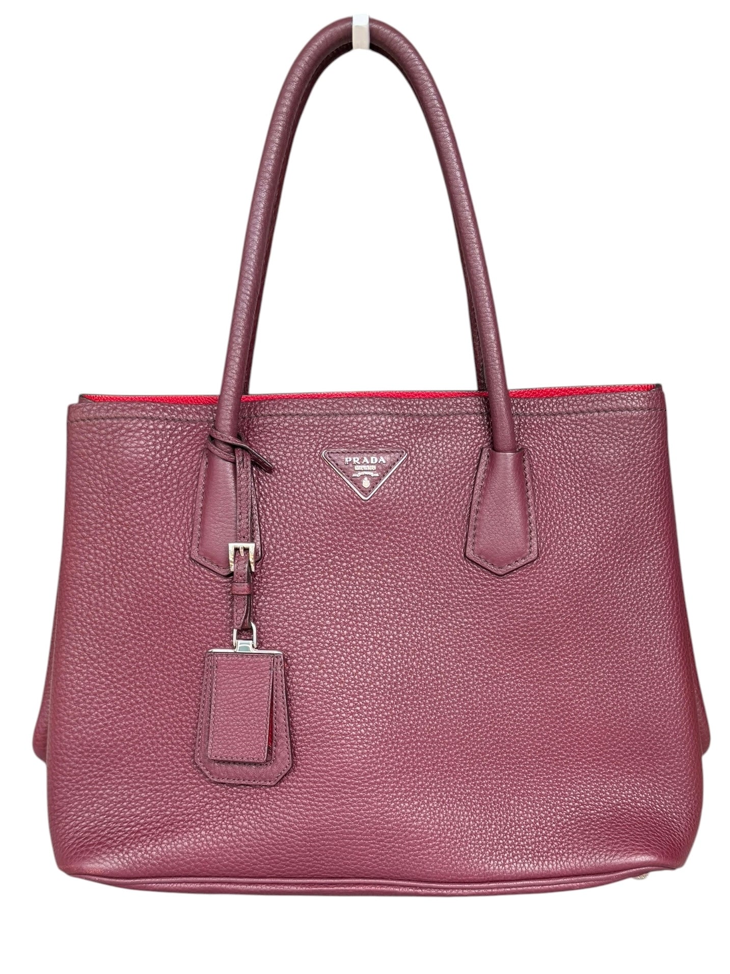 Prada Cuir Double Tote Bag Vitella Daino Leather - Bordeaux