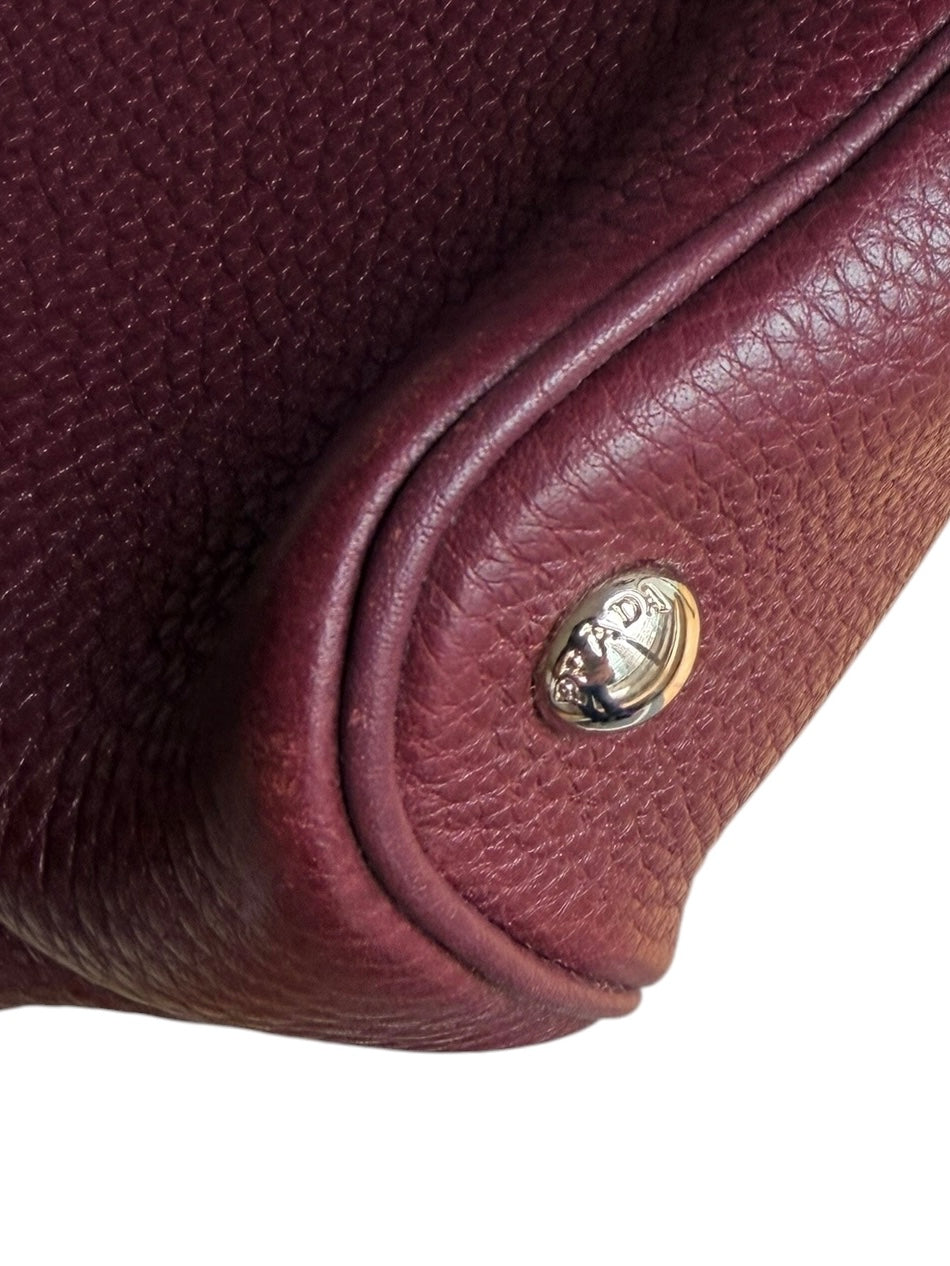 Prada Cuir Double Tote Bag Vitella Daino Leather - Bordeaux