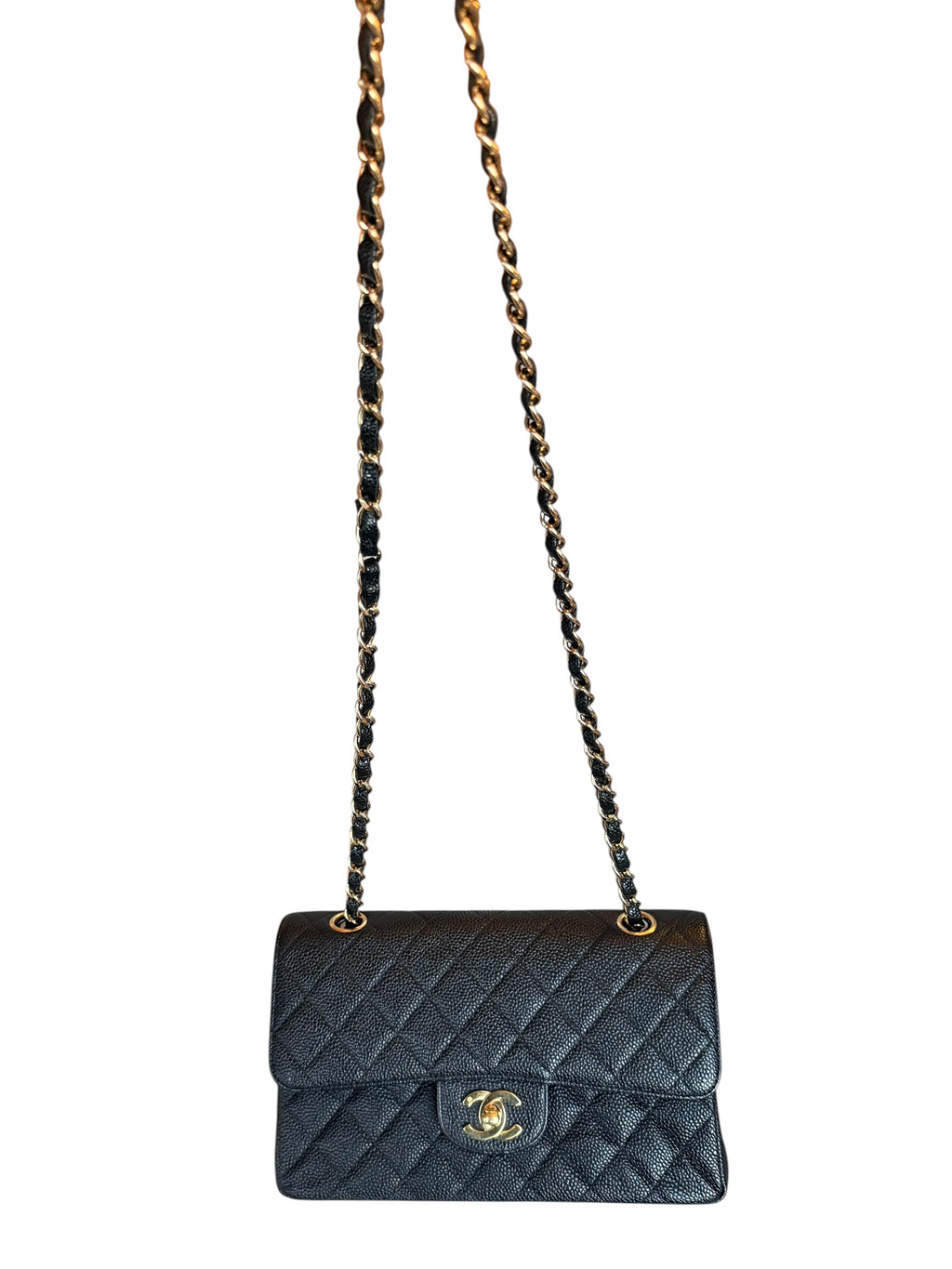 Chanel Small Double Flap in Black Caviar Leather GHW