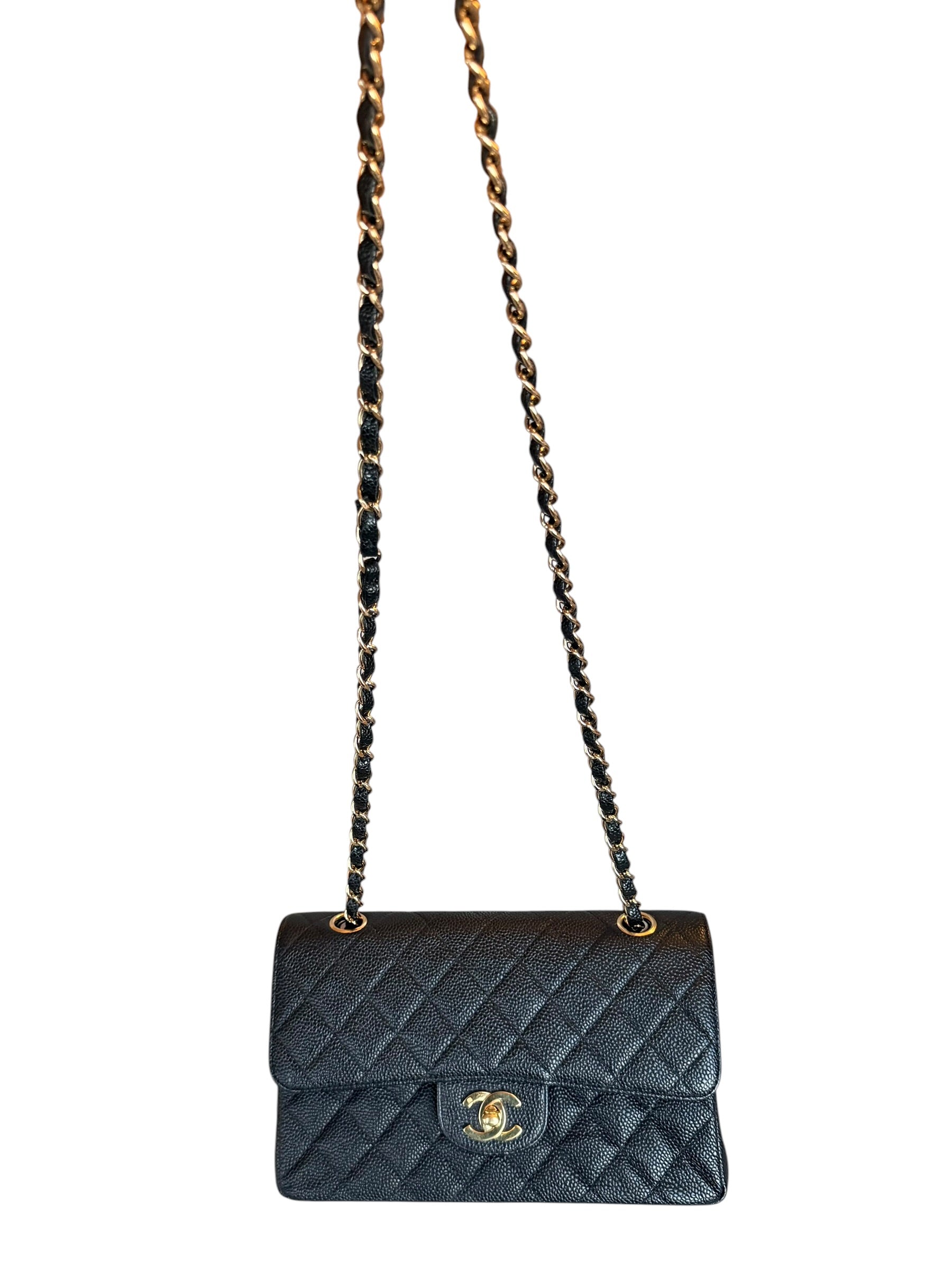 Chanel Small Double Flap in Black Caviar Leather GHW
