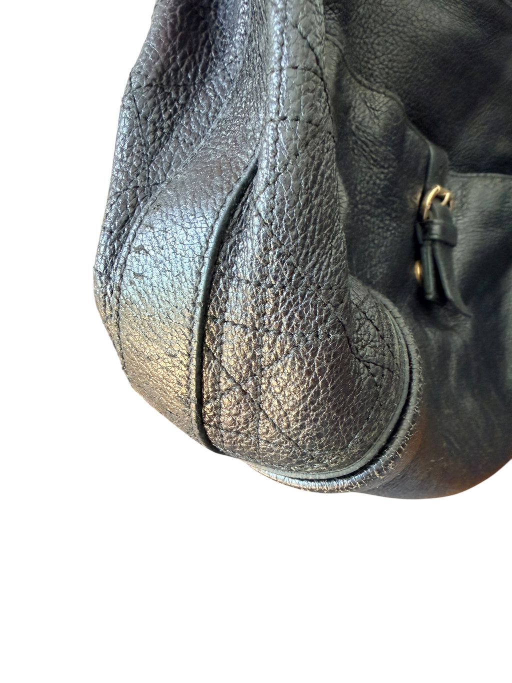 Dior Cannage Bee Hobo in Black Deerskin with Gold Hardware