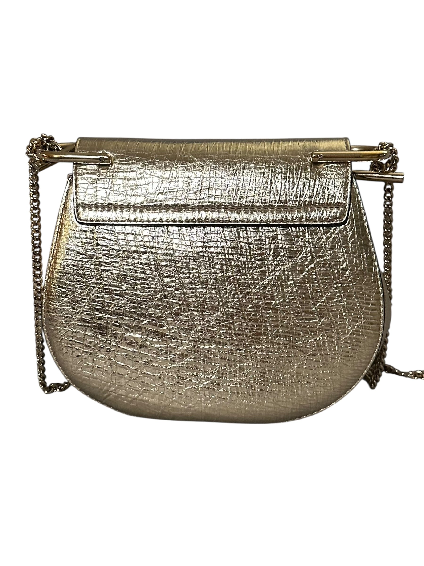 Chloe Drew Shoulder Bag in Metallic Crinkled Leather - Gold, GHW