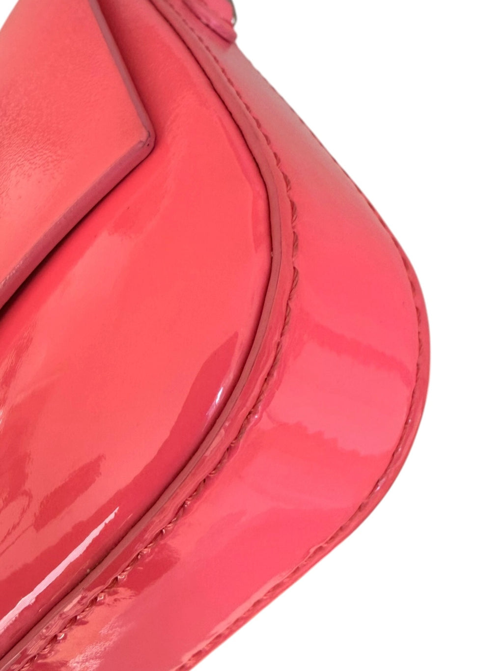 Fendi Mini Baguette Leather Phone Pouch in Pink Enamel