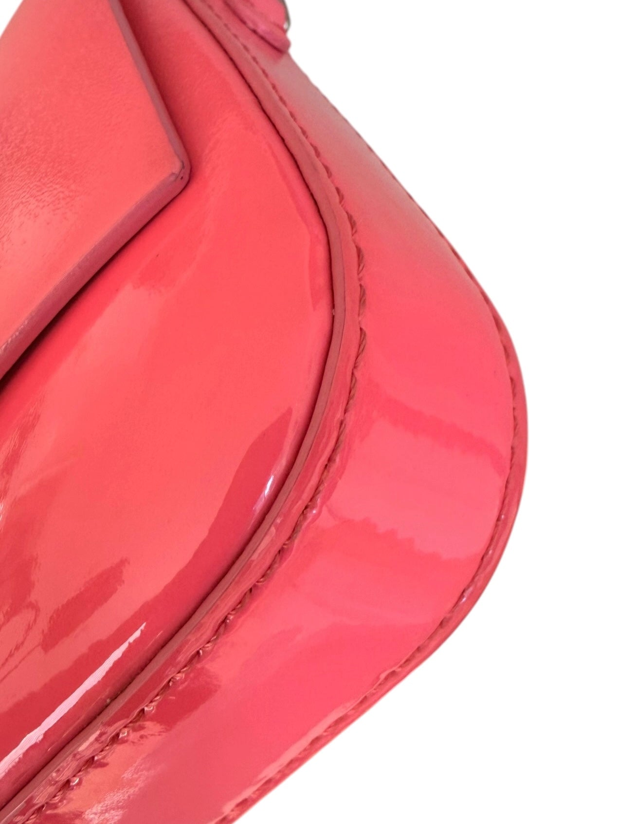 Fendi Mini Baguette Leather Phone Pouch in Pink Enamel