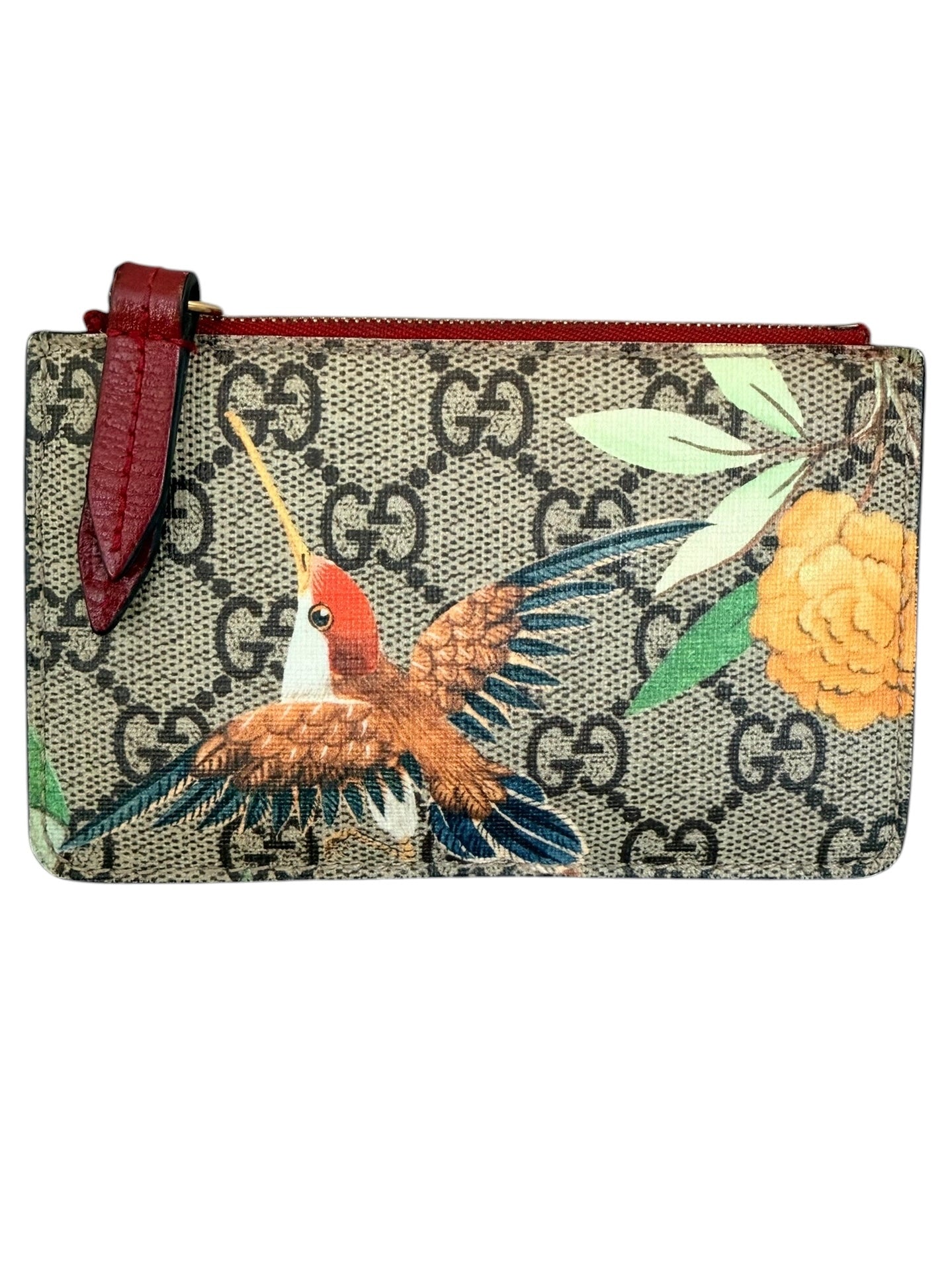 Gucci GG Supreme Tian Key Case in Floral Bird Print - Beige