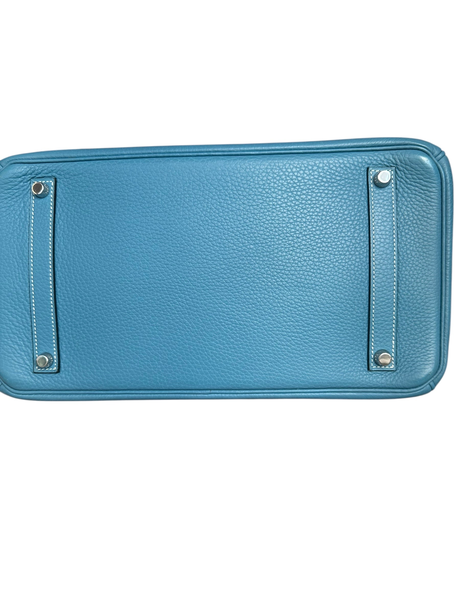 Hermes Birkin 35 Blue Jean Taurillon Clemence Leather, Palladium