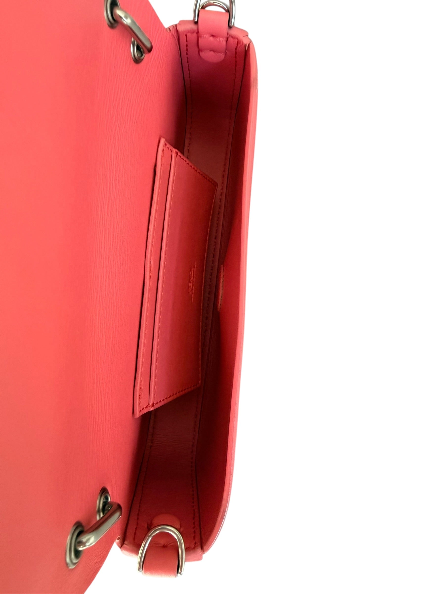 Fendi Mini Baguette Leather Phone Pouch in Pink Enamel