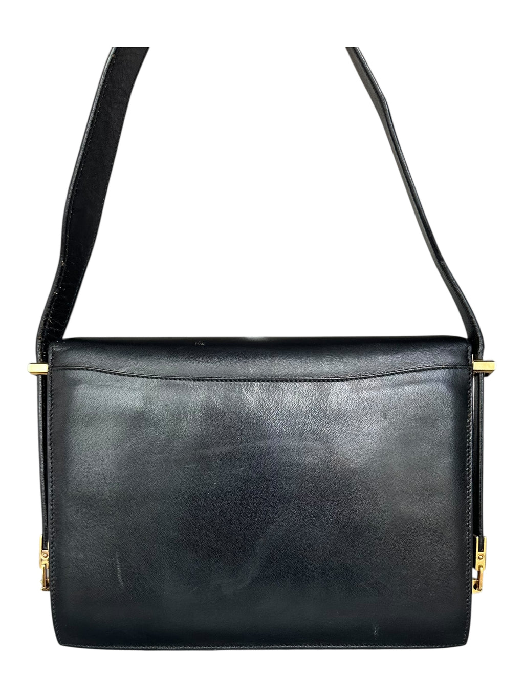 Celine 70s Vintage 2-Way Shoulder Bag with Carriage Clasp - Black