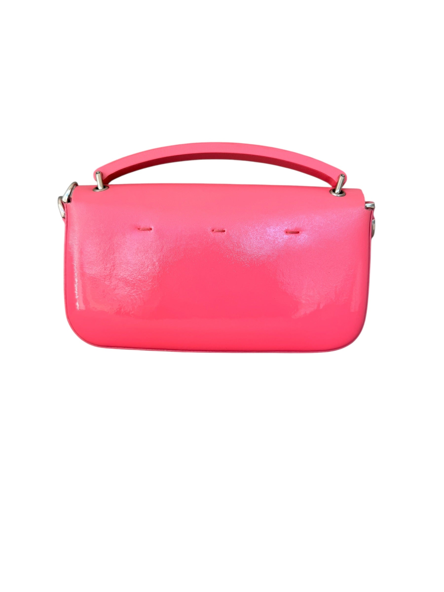 Fendi Mini Baguette Leather Phone Pouch in Pink Enamel