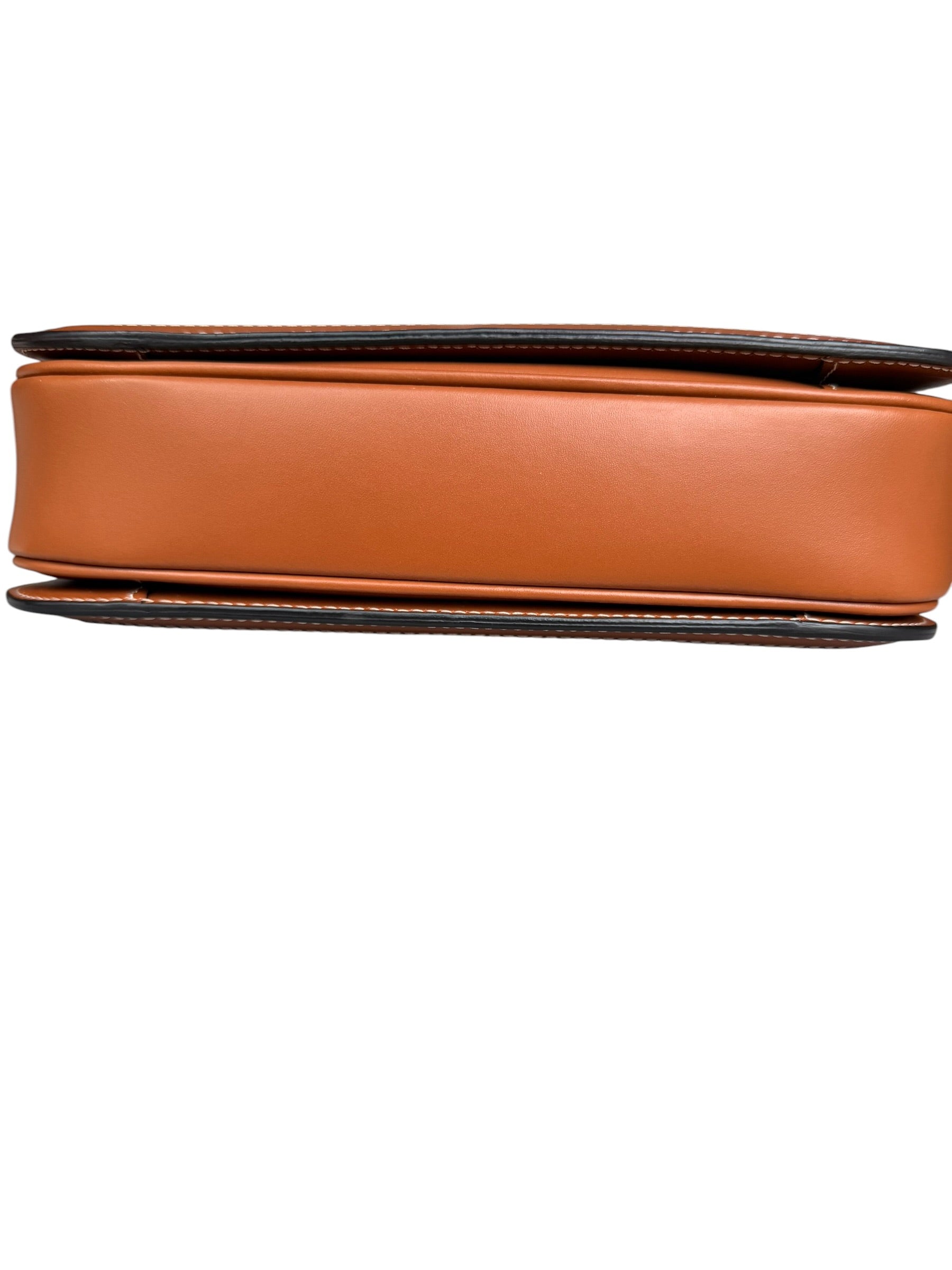 Celine Classique Triomphe Shoulder Bag in Fabric & Leather - Navy & White Striped, Brown