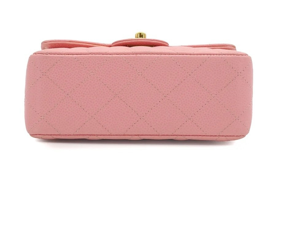 Chanel Vintage 2003 Mini Square 17 in Sakura Pink Caviar Leather 24k GHW