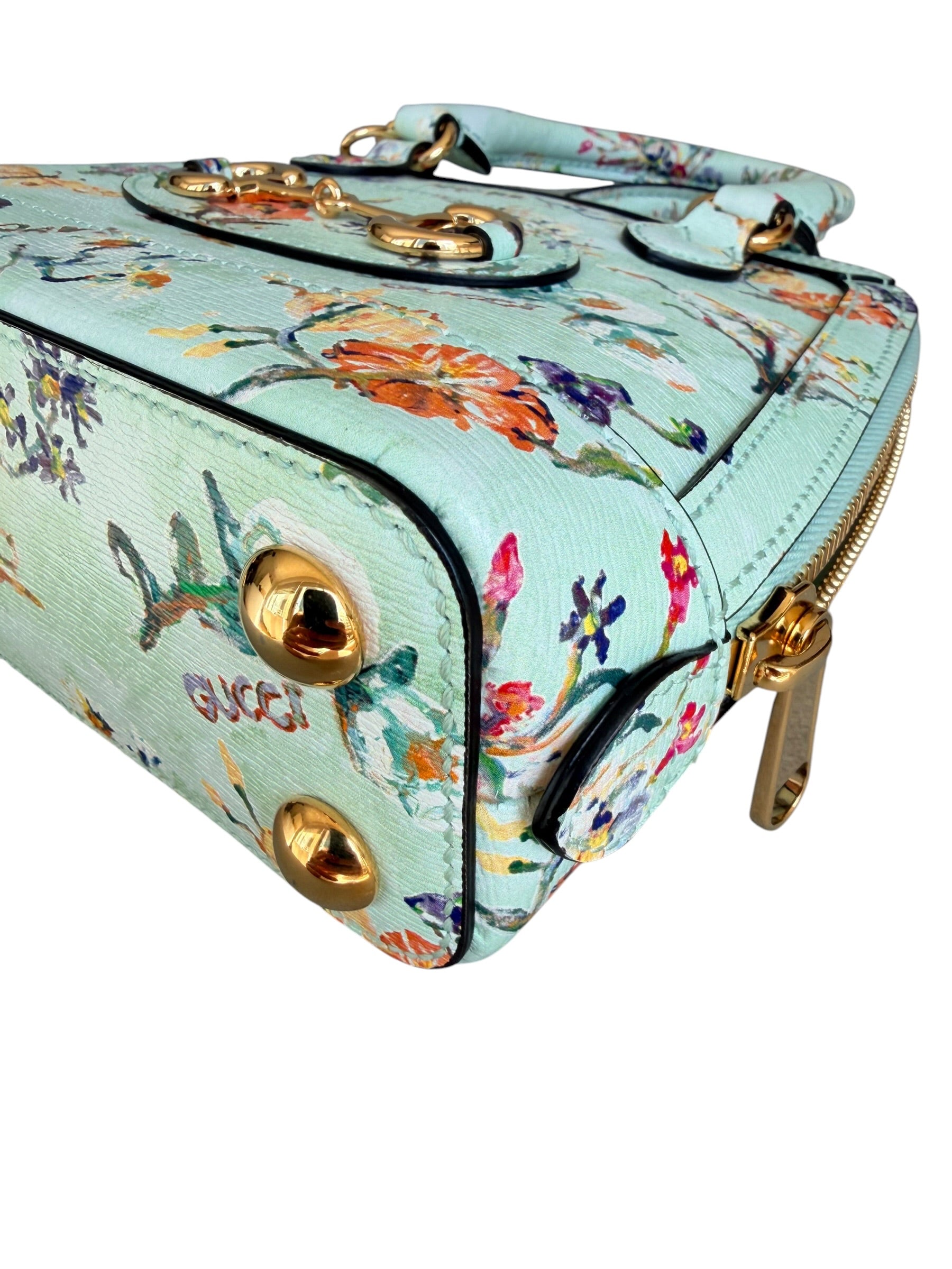 Gucci Soave Amore Limited Edition Horsebit Floral Leather Satchel - Micro Run