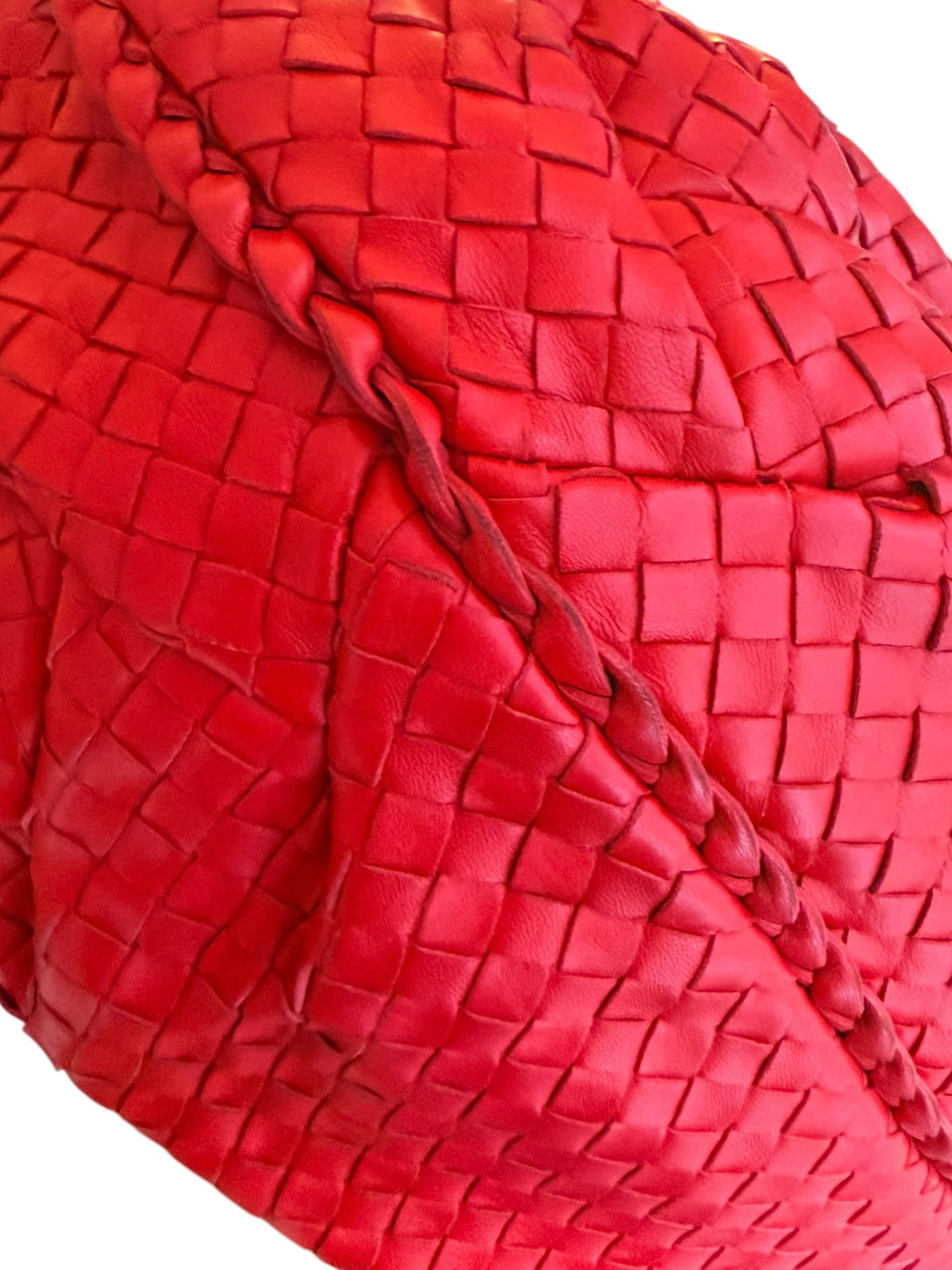 Bottega Veneta Intrecciato Nappa Maxi Belly Hobo Bag in Flame Red